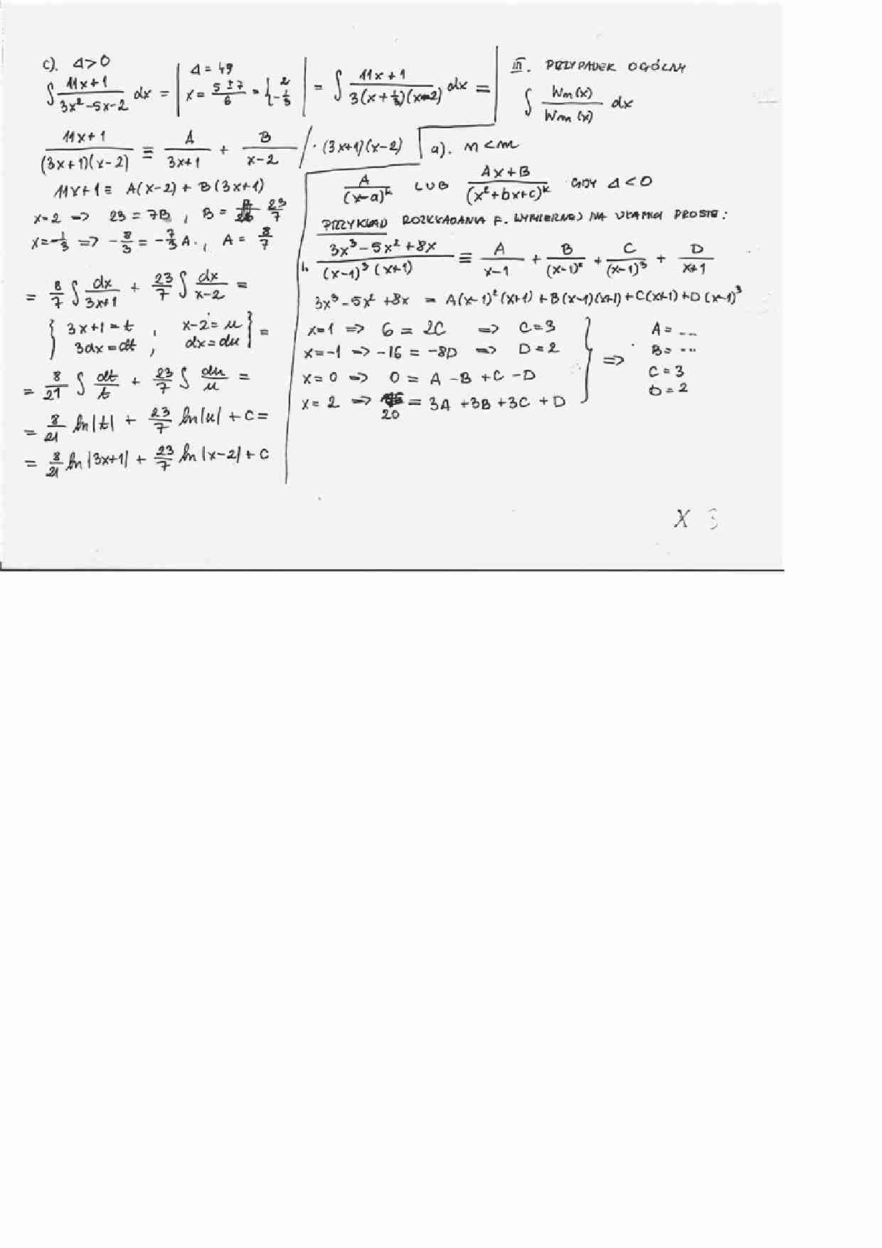 Całkowanie funkcji postaci  - Funkcja wymierna - strona 1