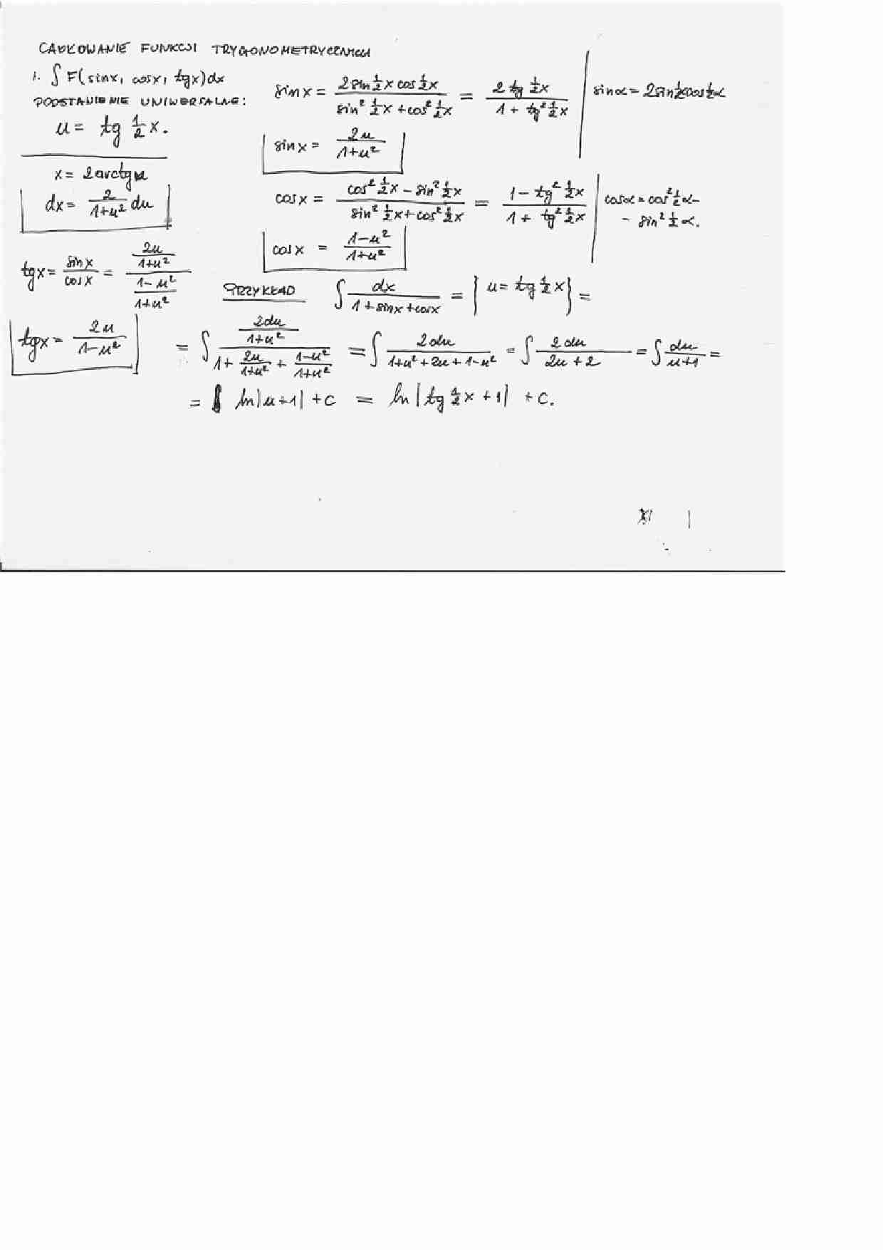 Całkowanie funkcji trygonometrycznej1 - strona 1