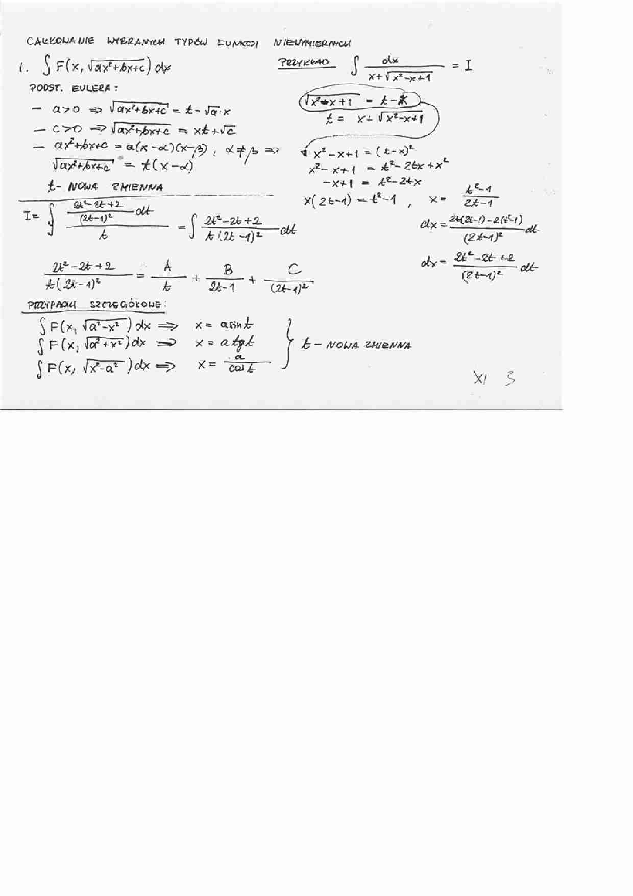 Całkowanie wybranych typów funkcji niewymiernych - strona 1