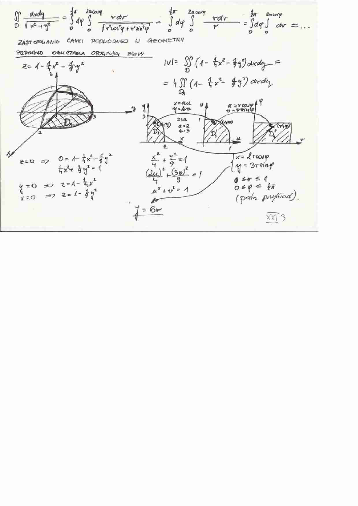 Zastosowanie całki podwójnej w geometrii - strona 1