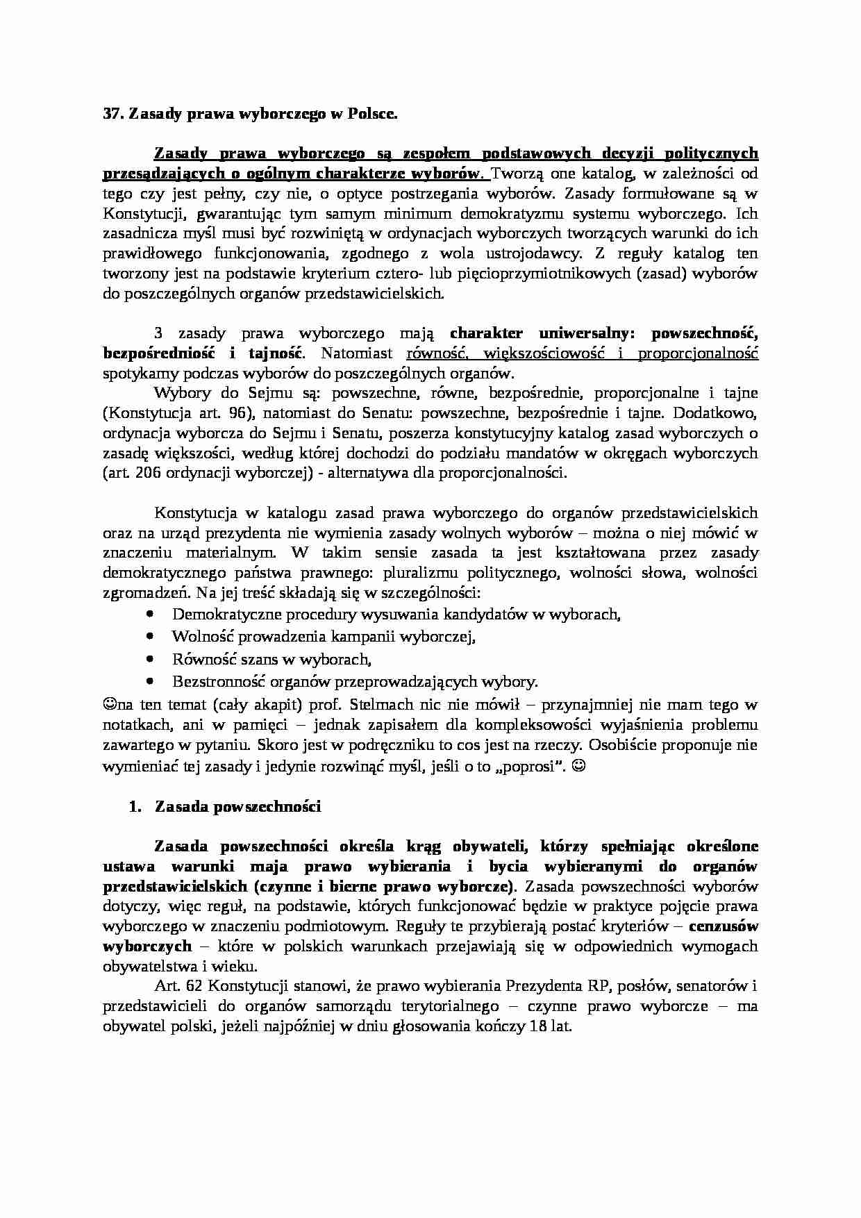 Zasady prawa wyborczego w Polsc - strona 1