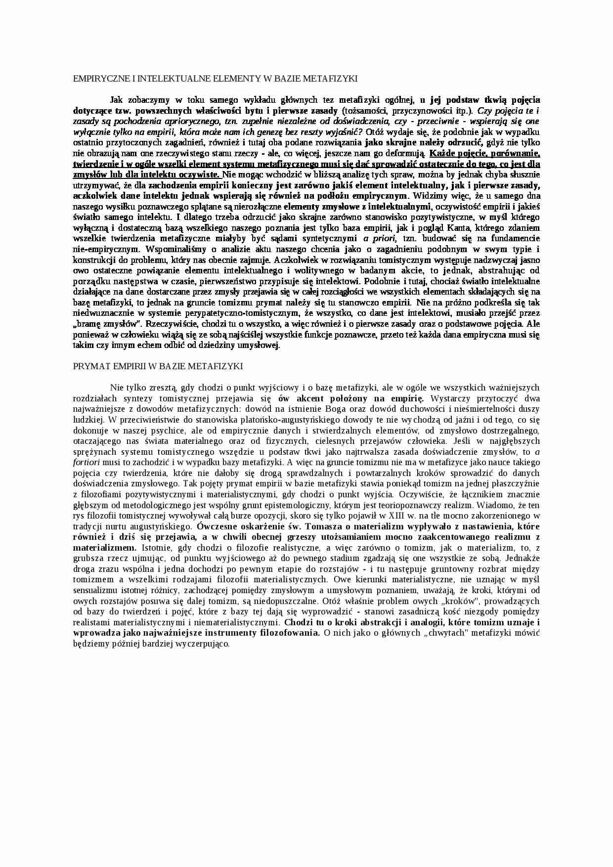 Empiryczne i intelektualne elementy w bazie metafizyki - strona 1
