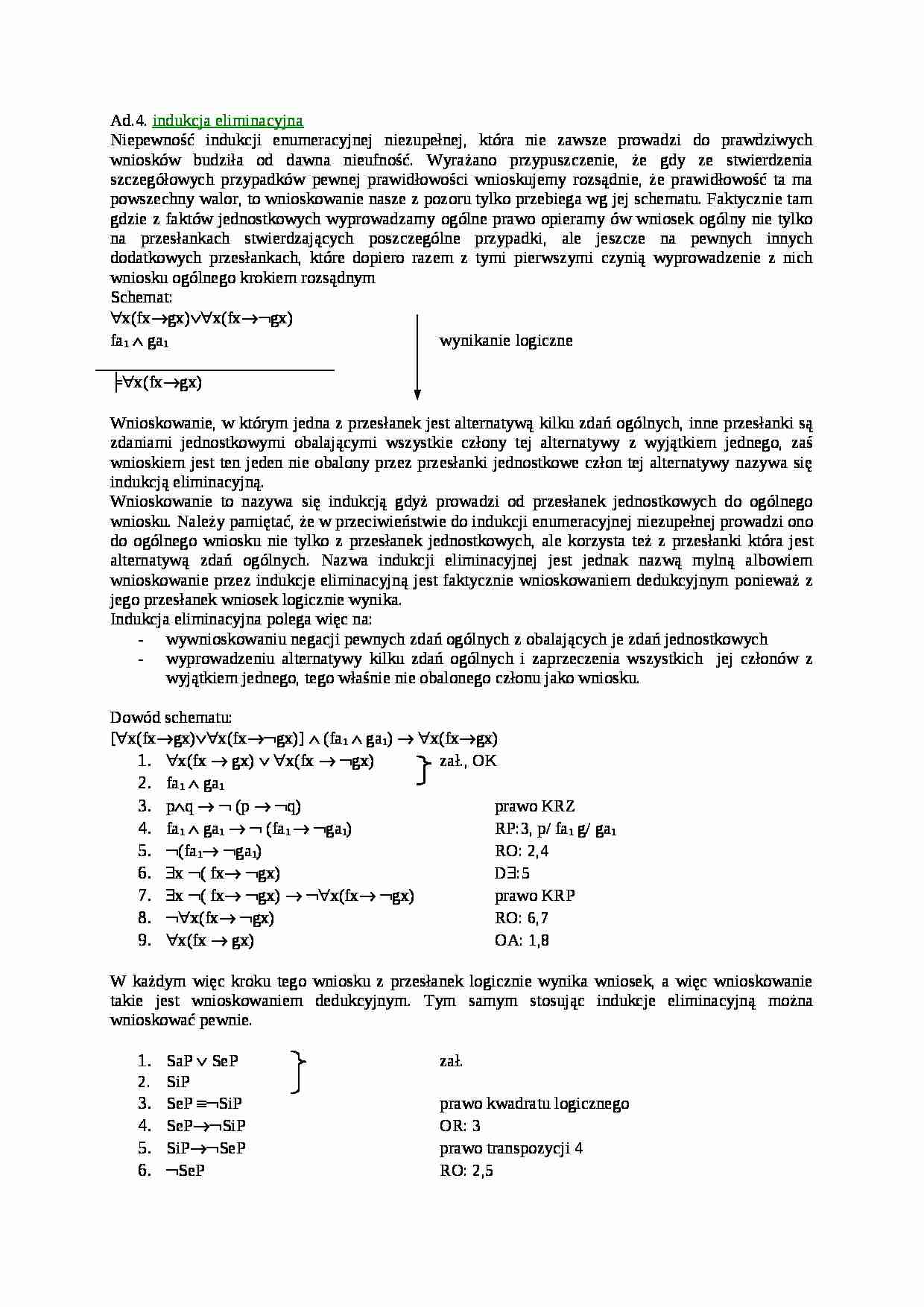 Indukcja eliminacyjna - strona 1