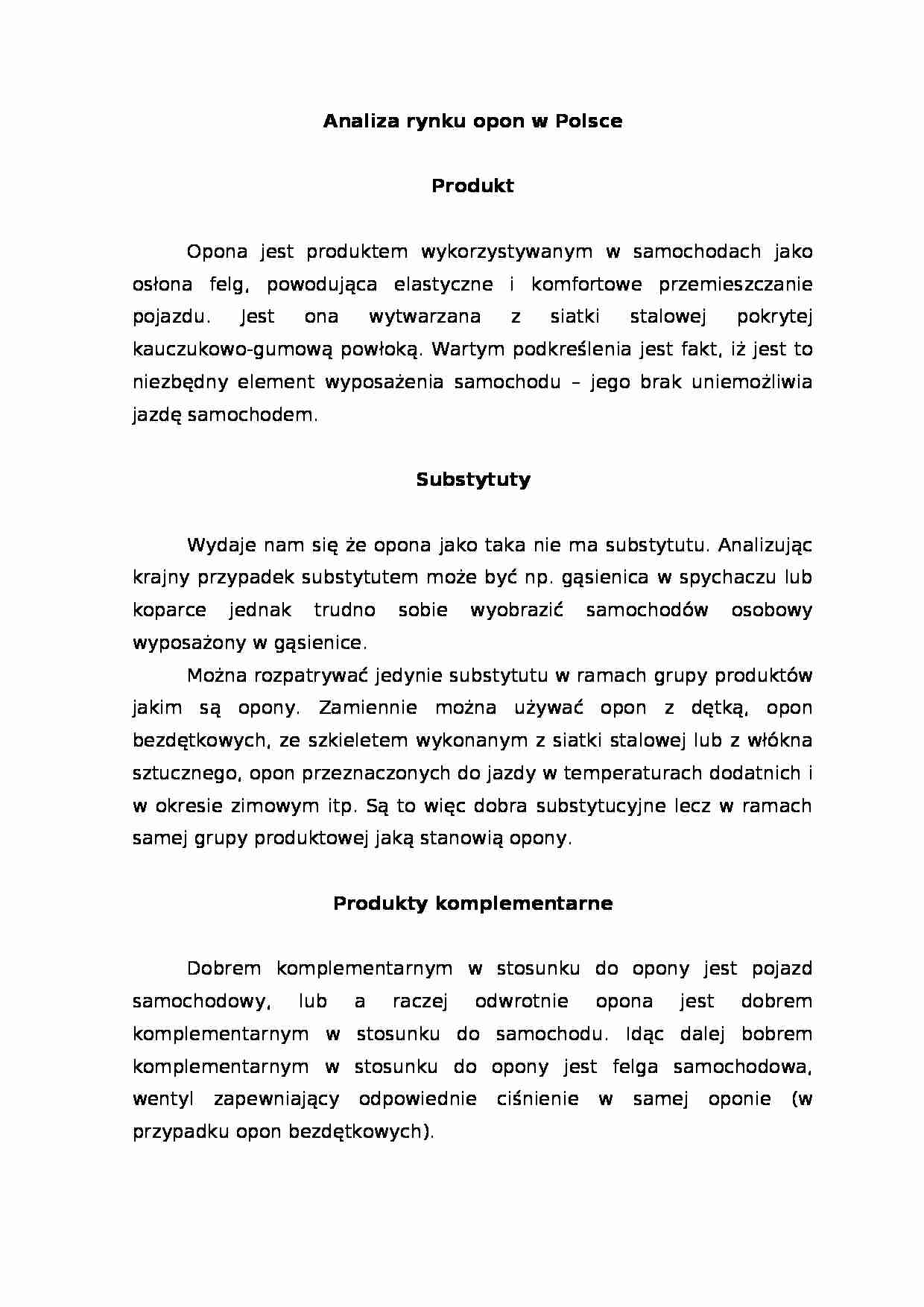 Analiza rynku opon w Polsce - strona 1
