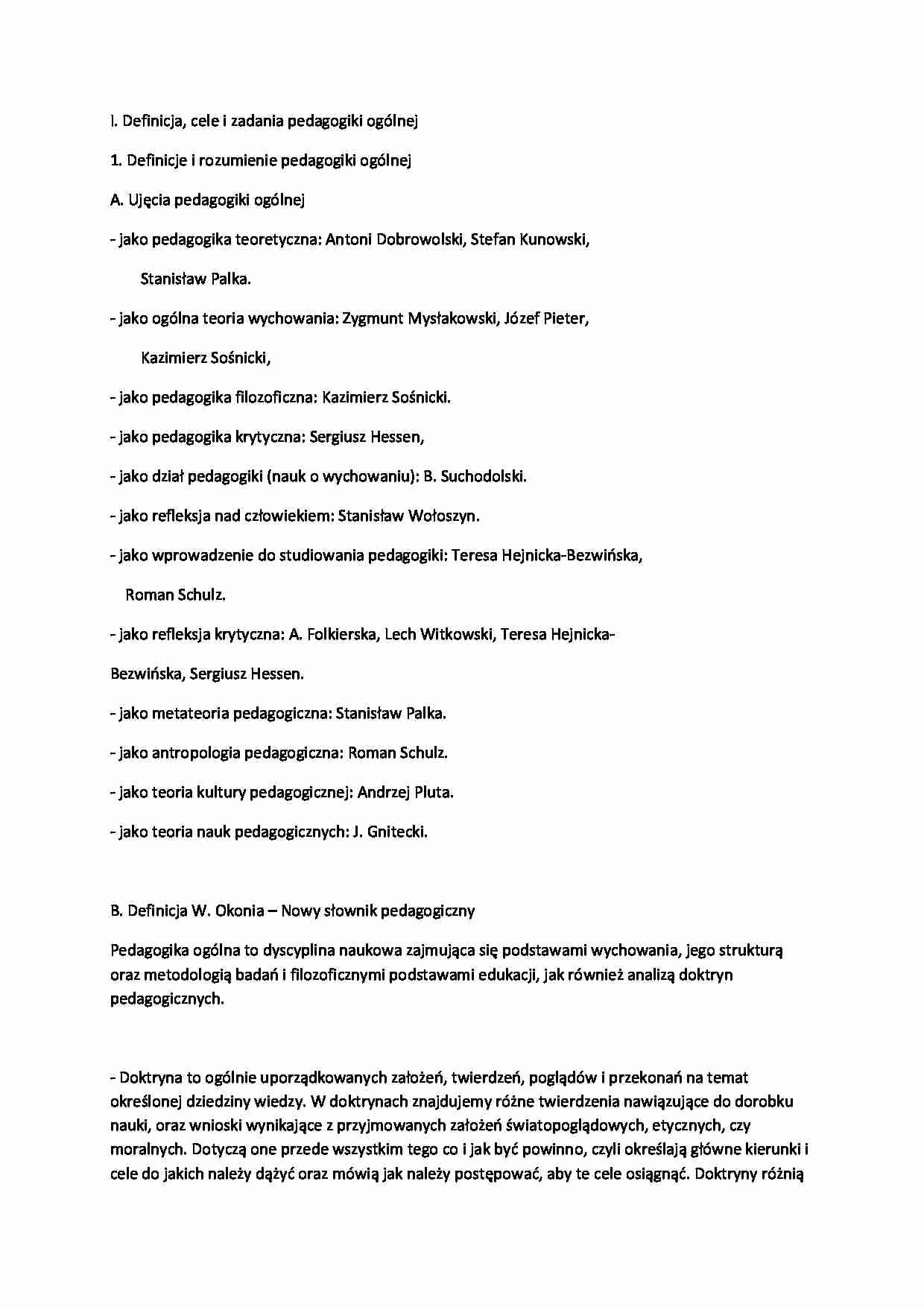 Cele i zadania pedagogiki  - strona 1