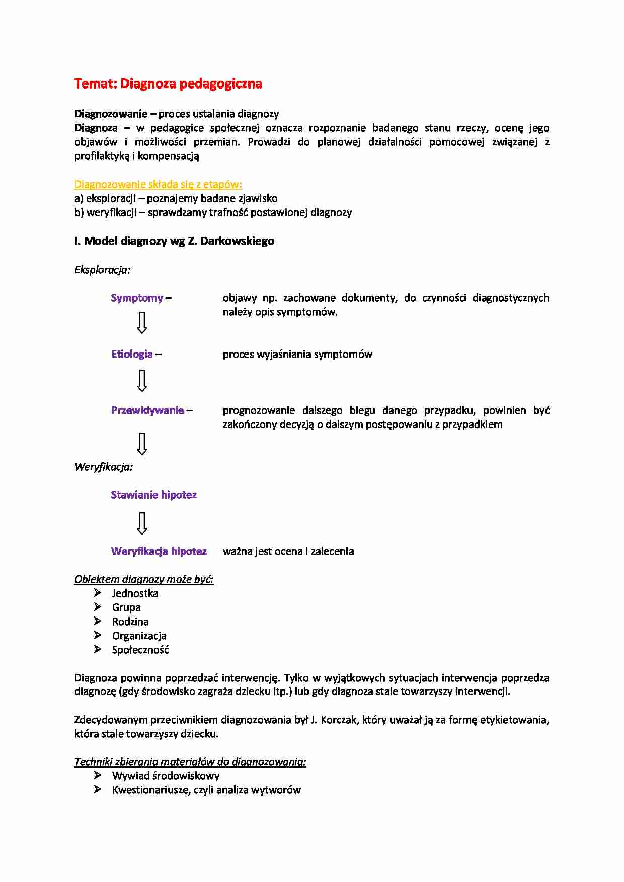 Diagnoza pedagogiczna - modele  - strona 1