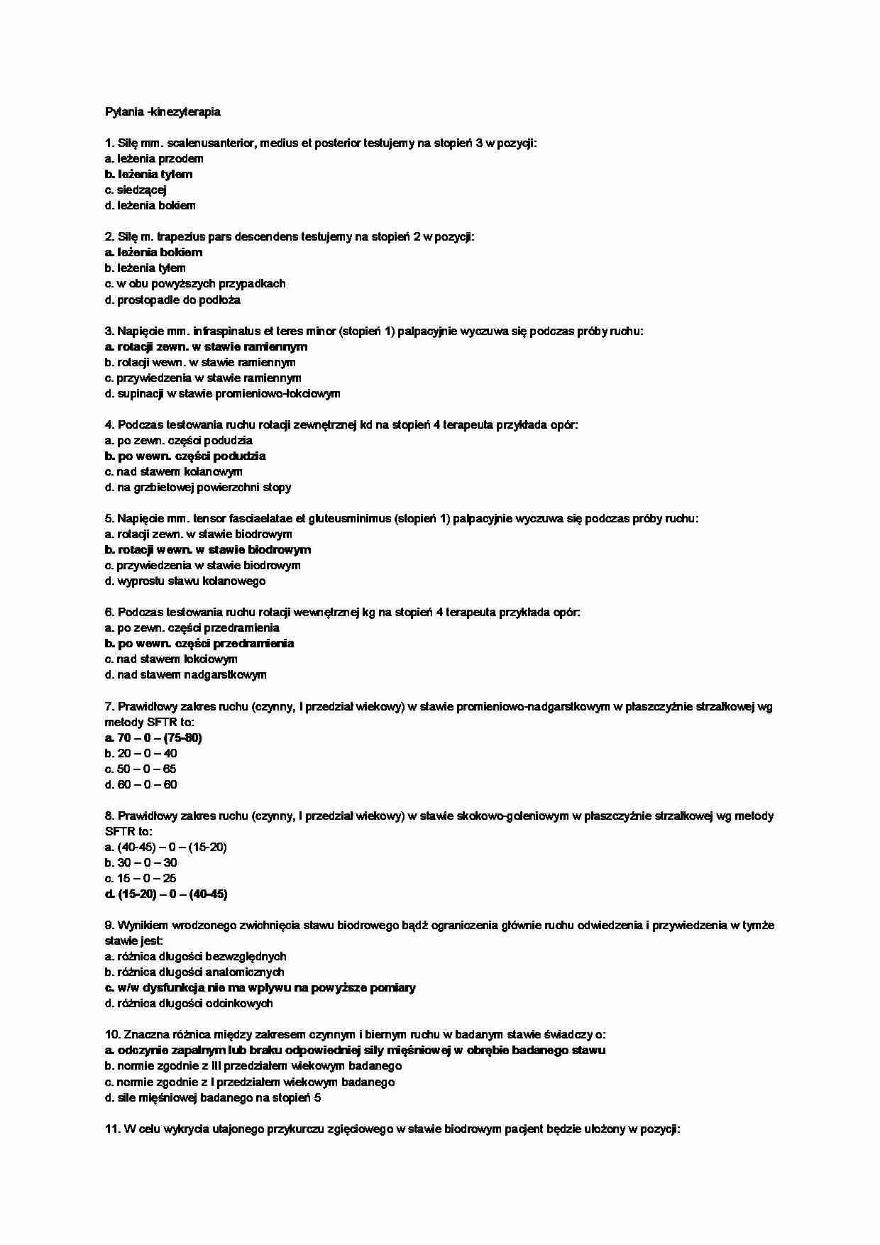 Kinezyterapia - pytania i odpowiedzi  - strona 1