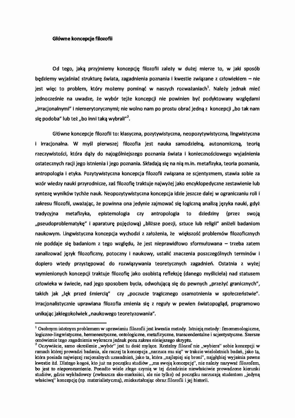 Główne koncepcje filozofii - strona 1