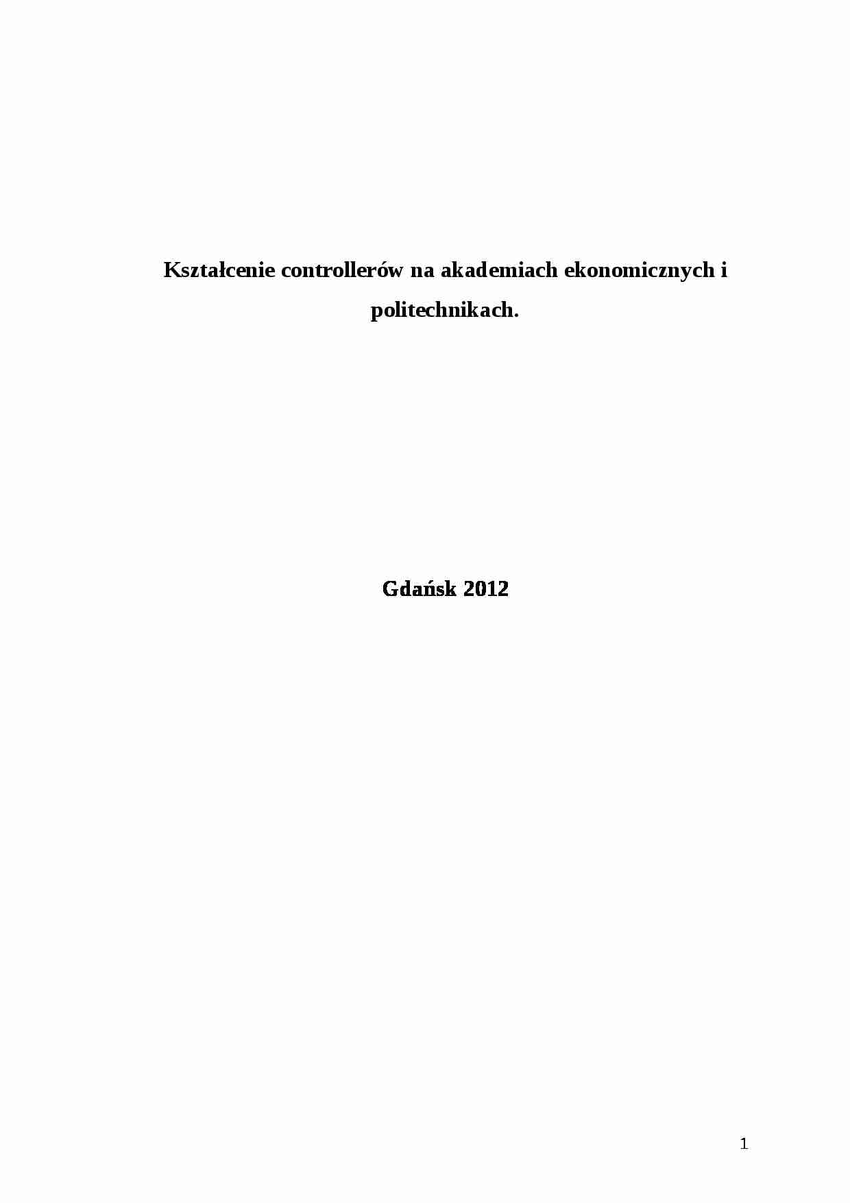 Kształcenie controllerów na akademiach ekonomicznych i politechnikach. - strona 1