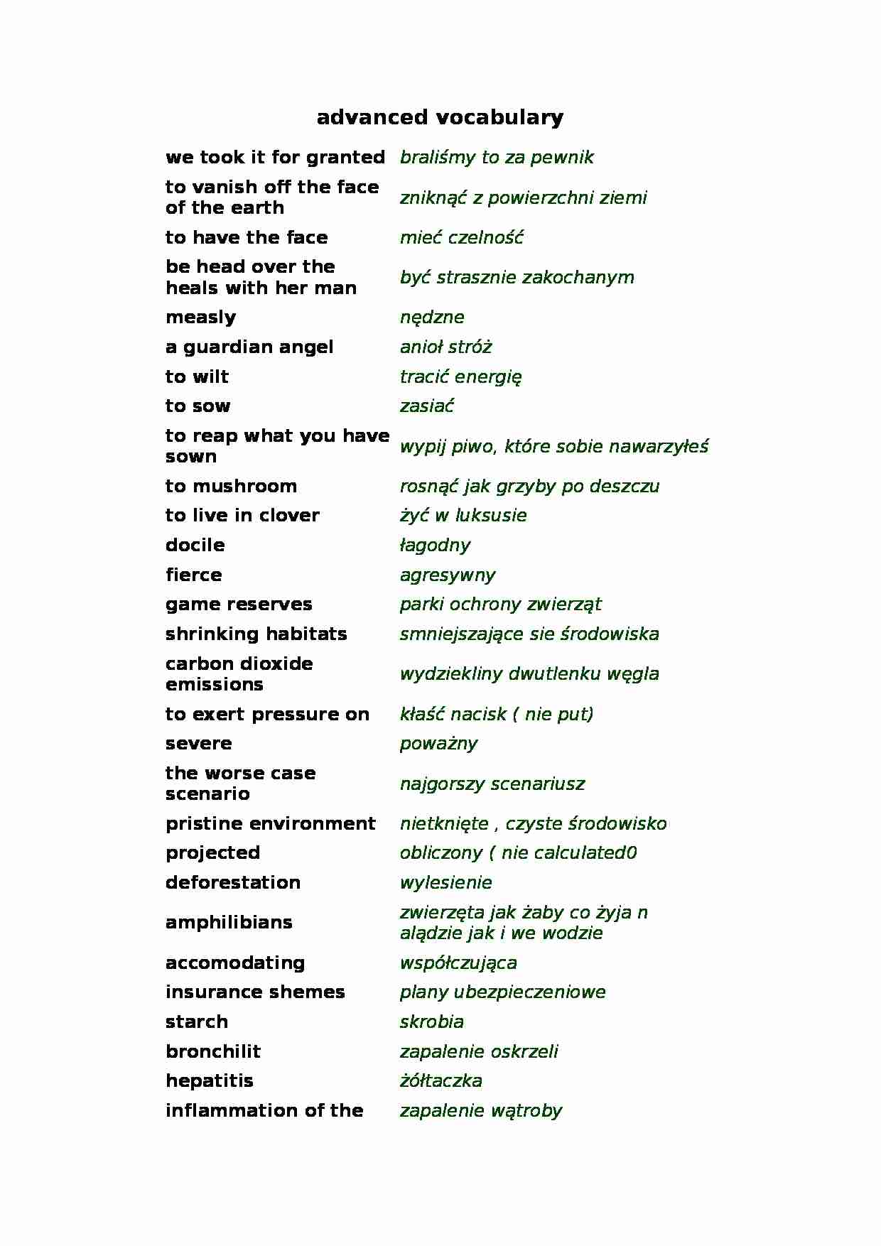 advanced vocabulary - strona 1
