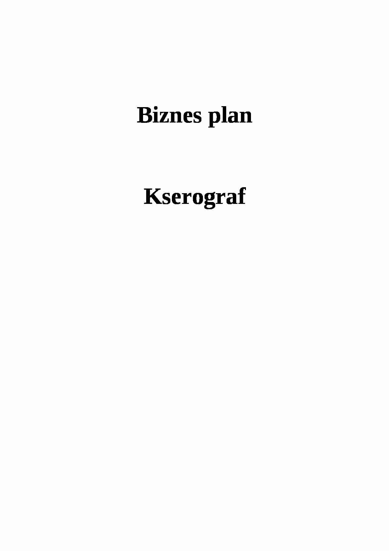 Biznes plan - punkt ksero - strona 1