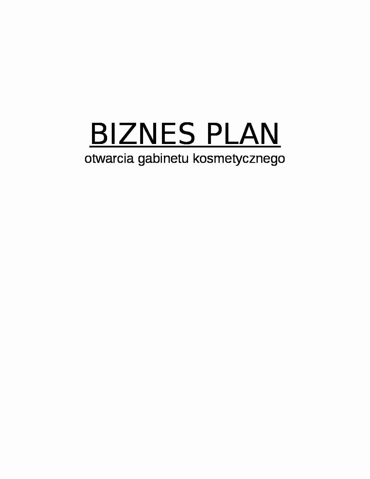Biznes plan - gabinet kosmetyczny - strona 1