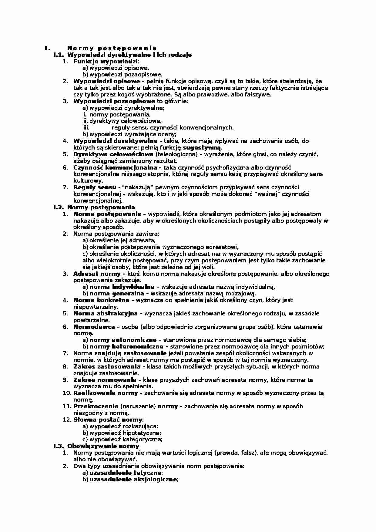 Normy postępowania - Wypowiedzi dyrektywalne - strona 1