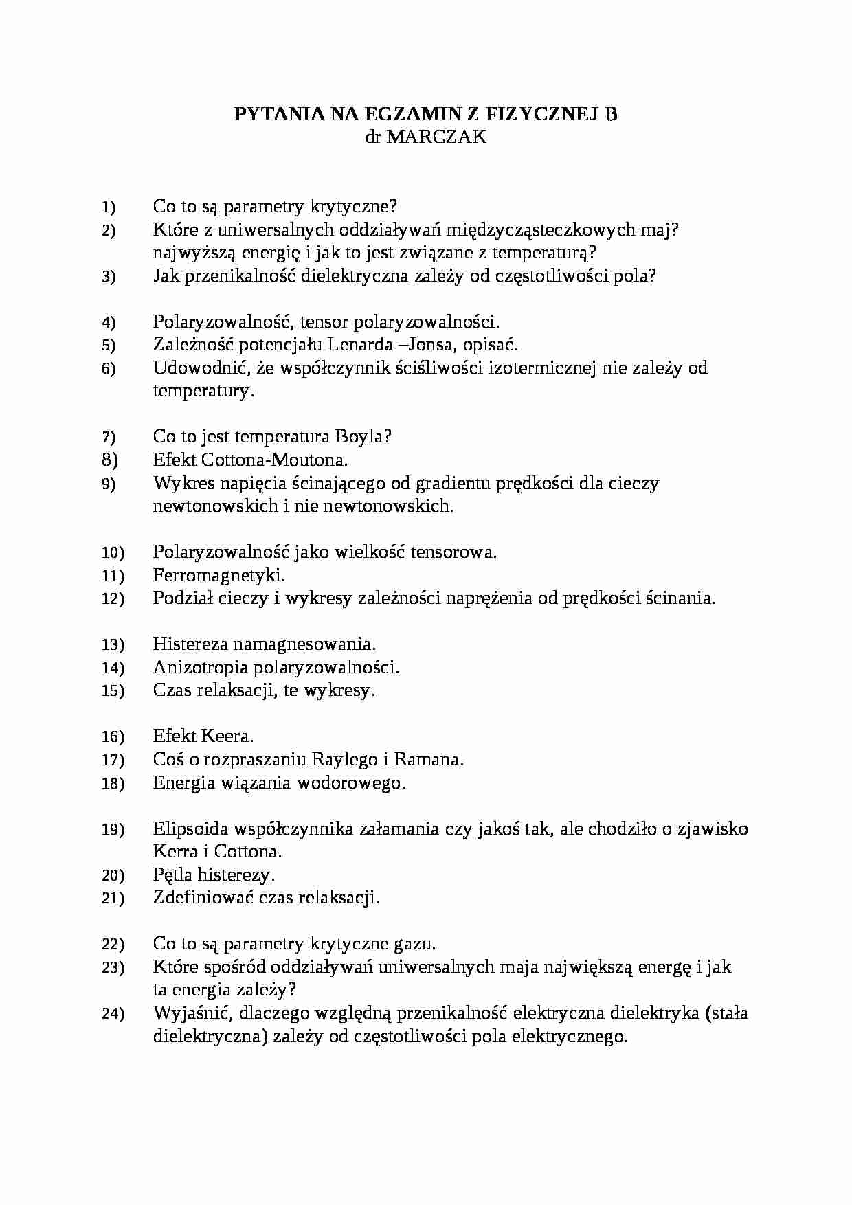 Chemia fizyczna - pytania na egzamin - strona 1
