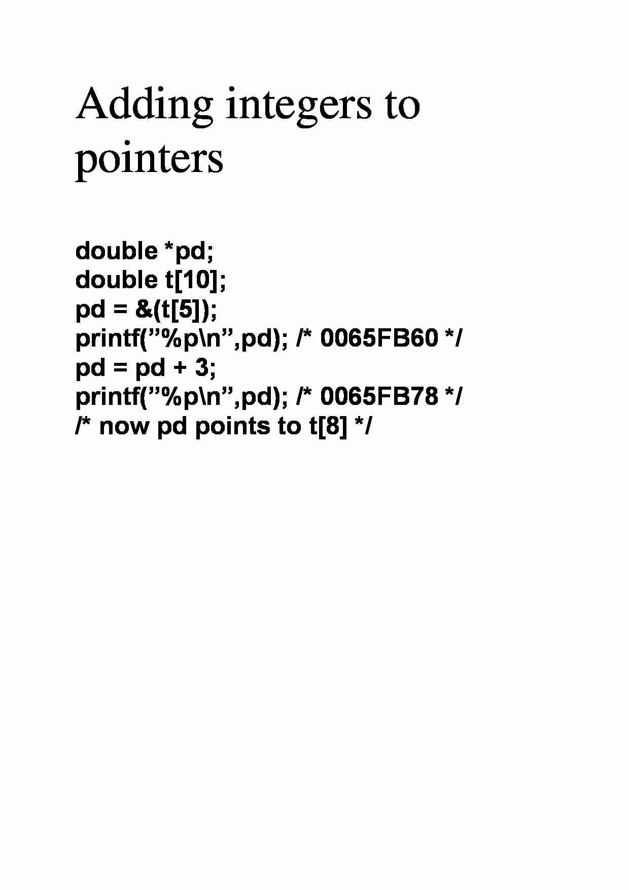 Adding integers to pointers - strona 1