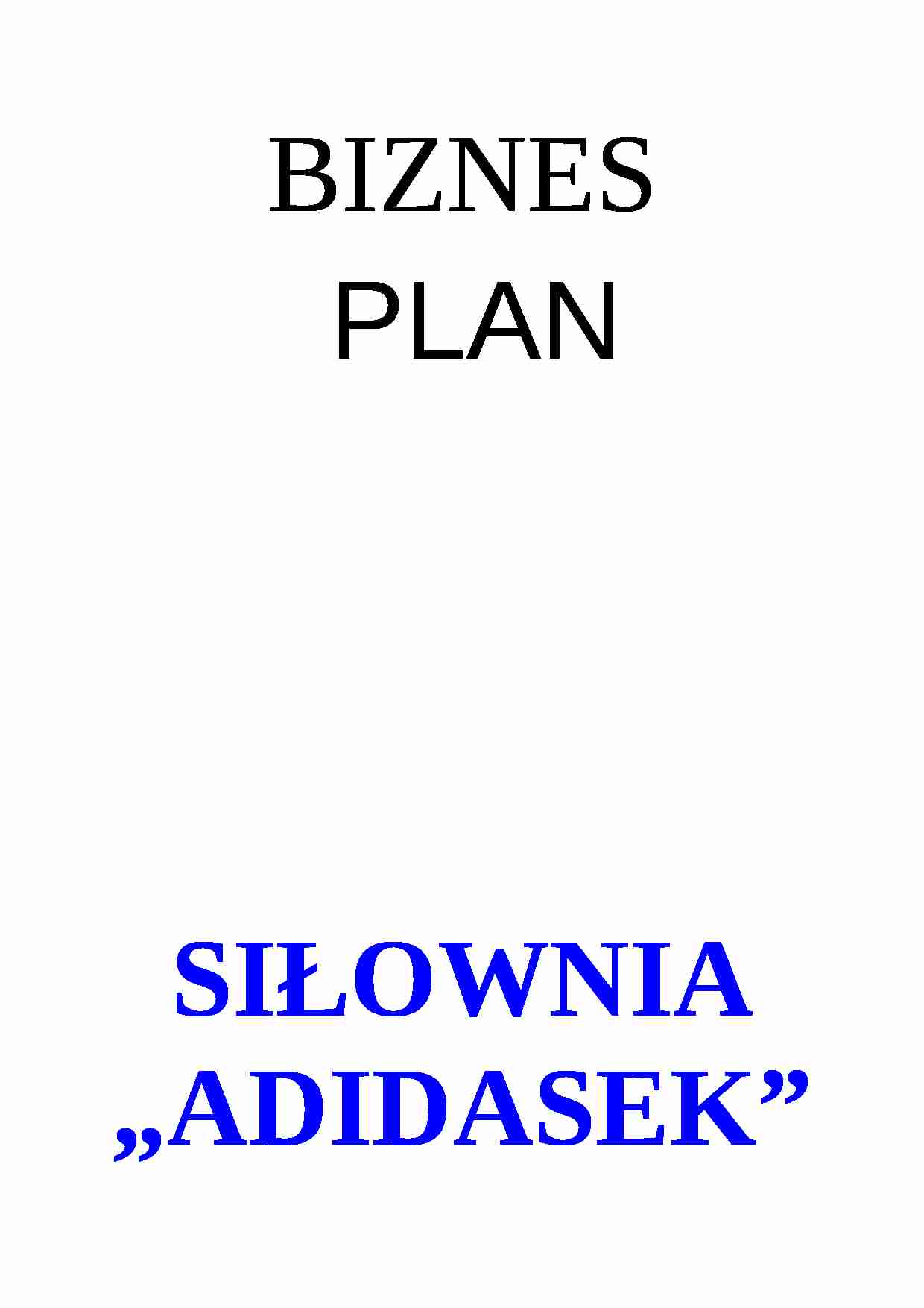 Biznes plan - siłownia - strona 1
