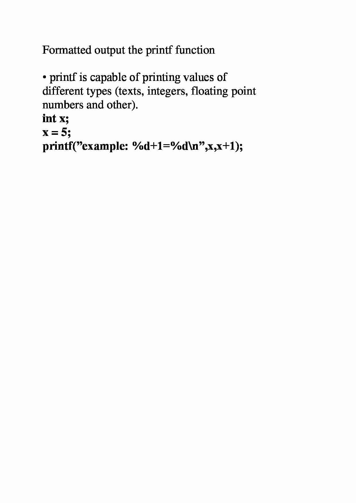 Formatted output the printf function - strona 1