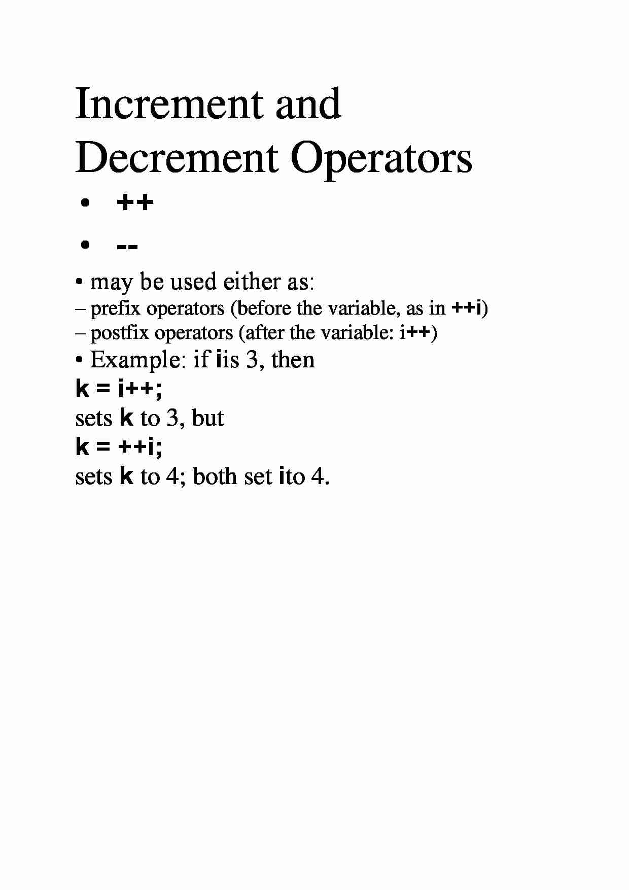 Increment and Decrement Operators - strona 1