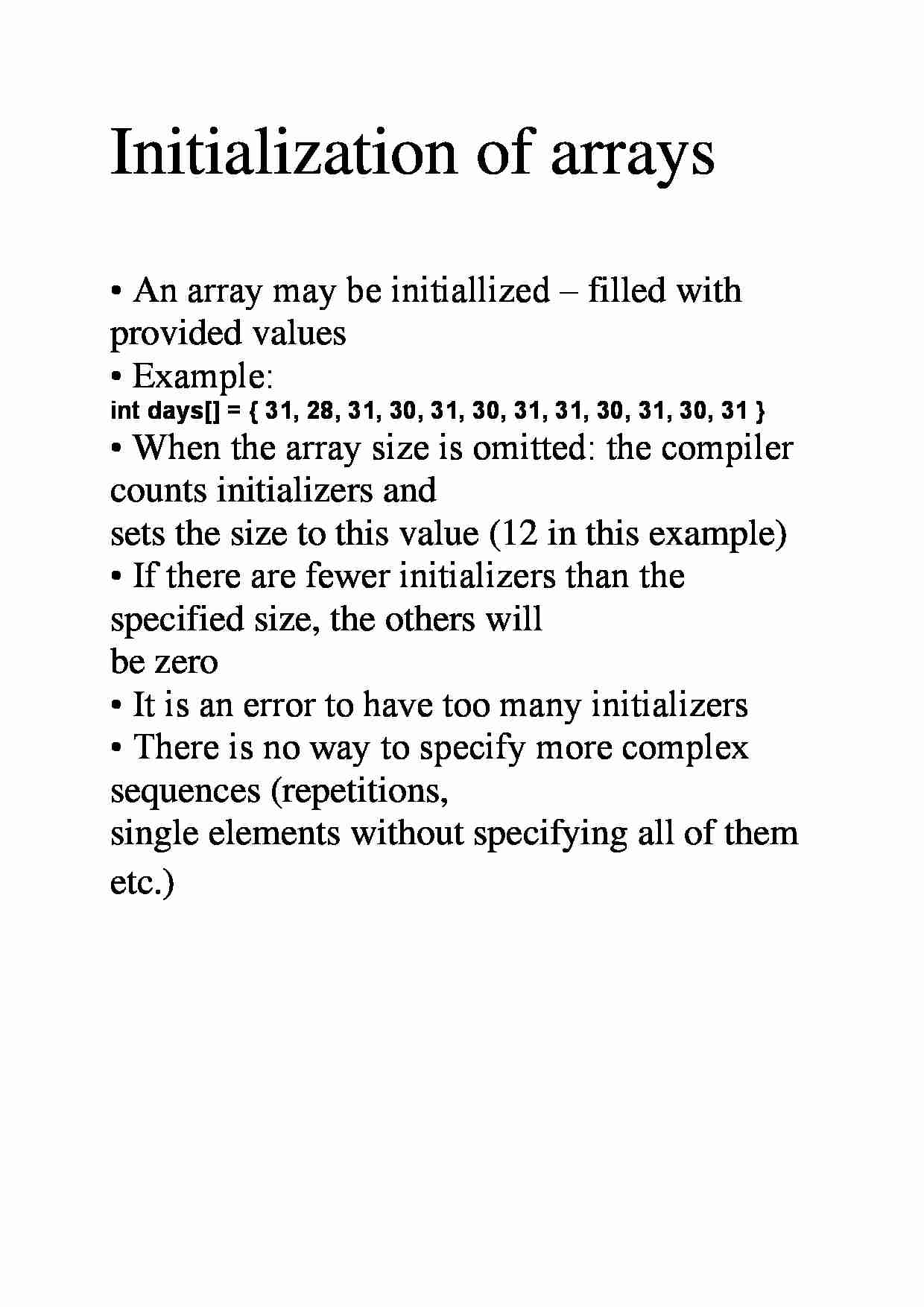 Initialization of arrays - strona 1