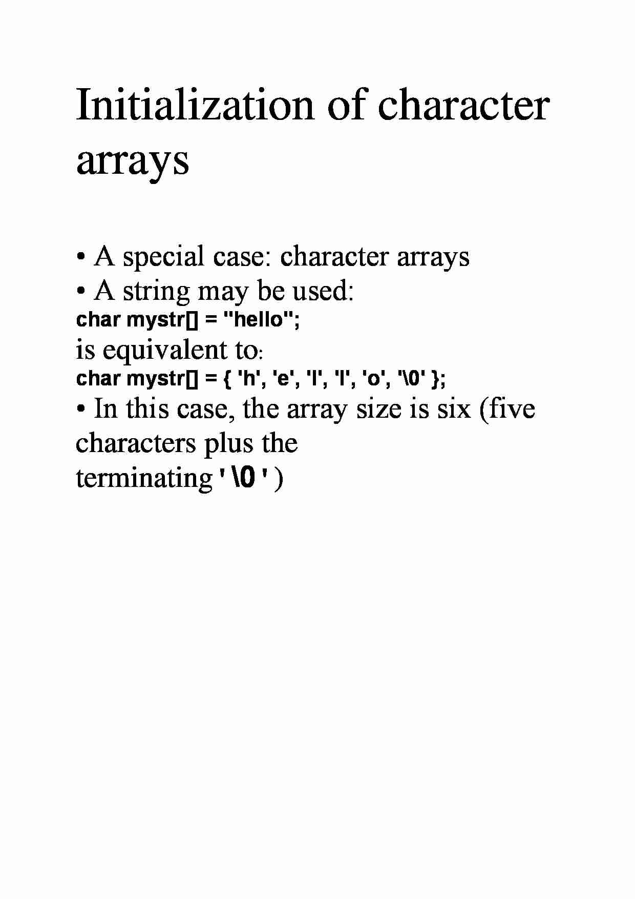 Initialization of character arrays - strona 1