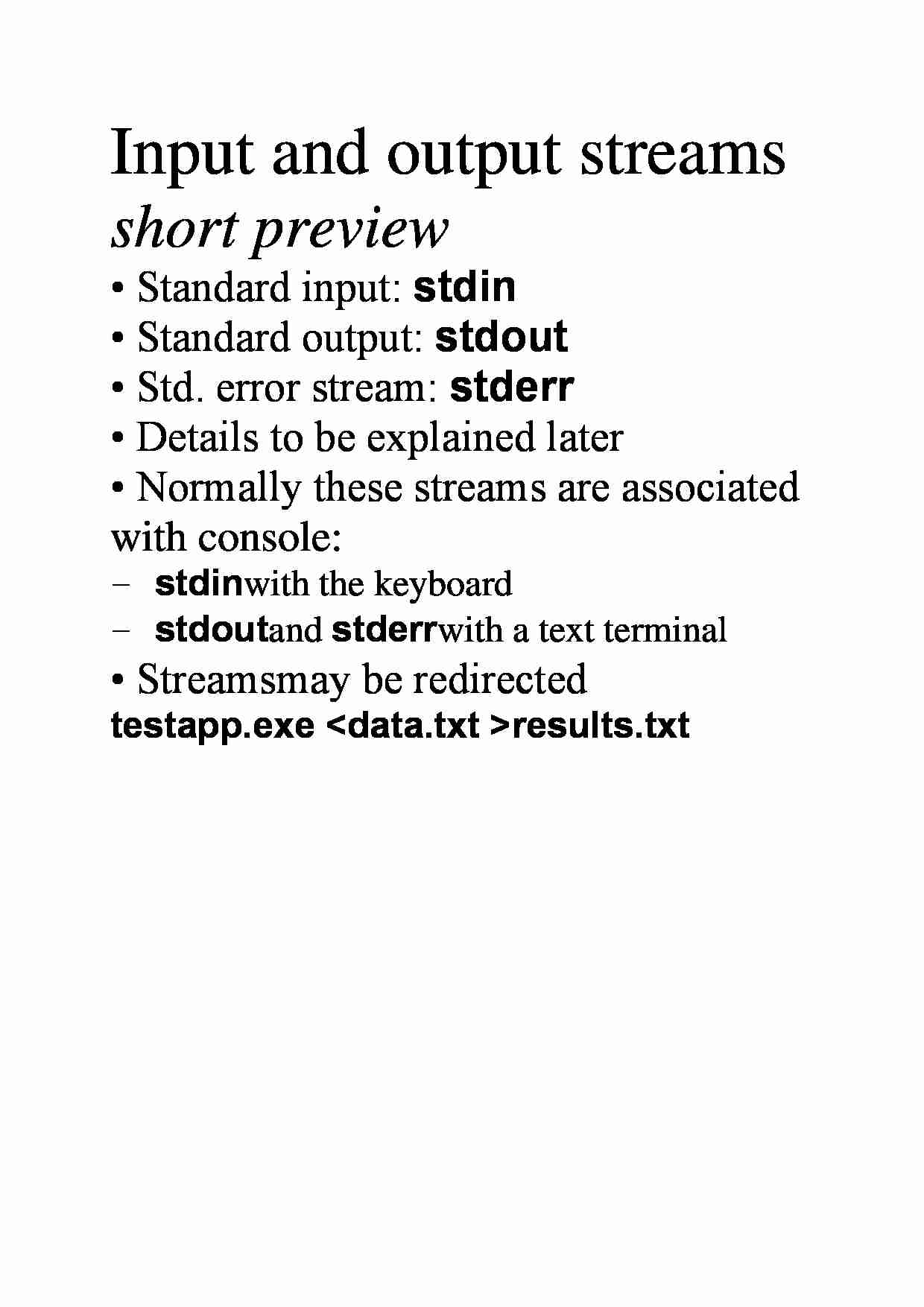 Input and output streams - strona 1