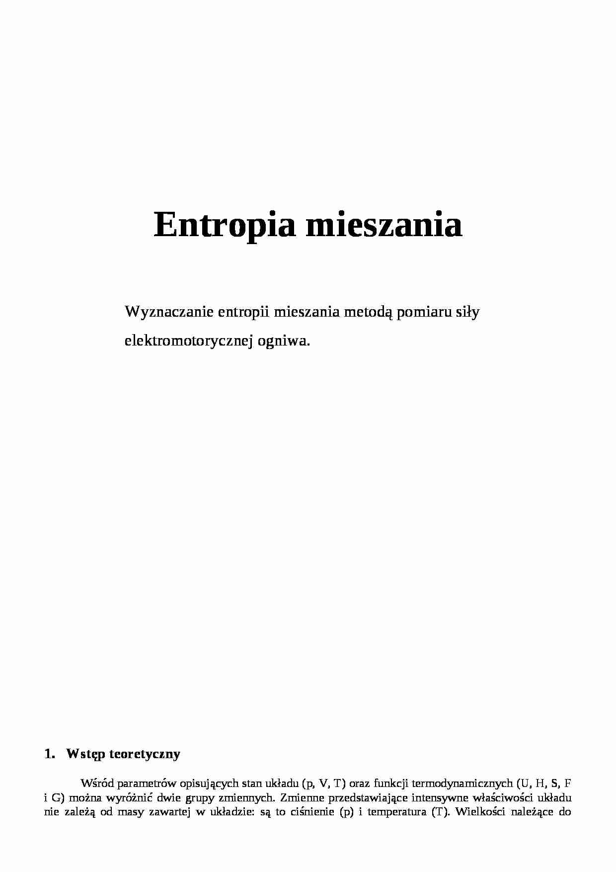 Entropia mieszania - omówienie zagadnienia - strona 1