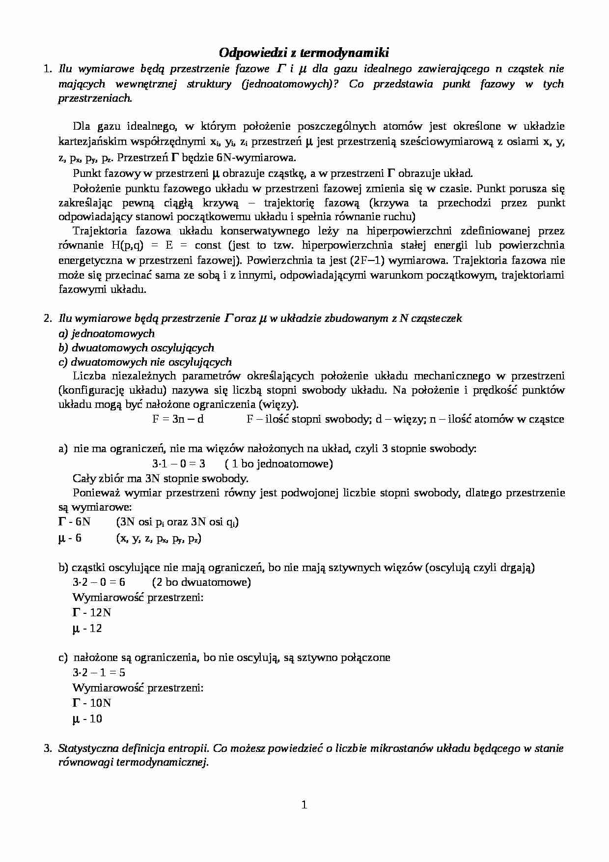 pytania i odpowiedzi z egzaminu - termodynamika - strona 1