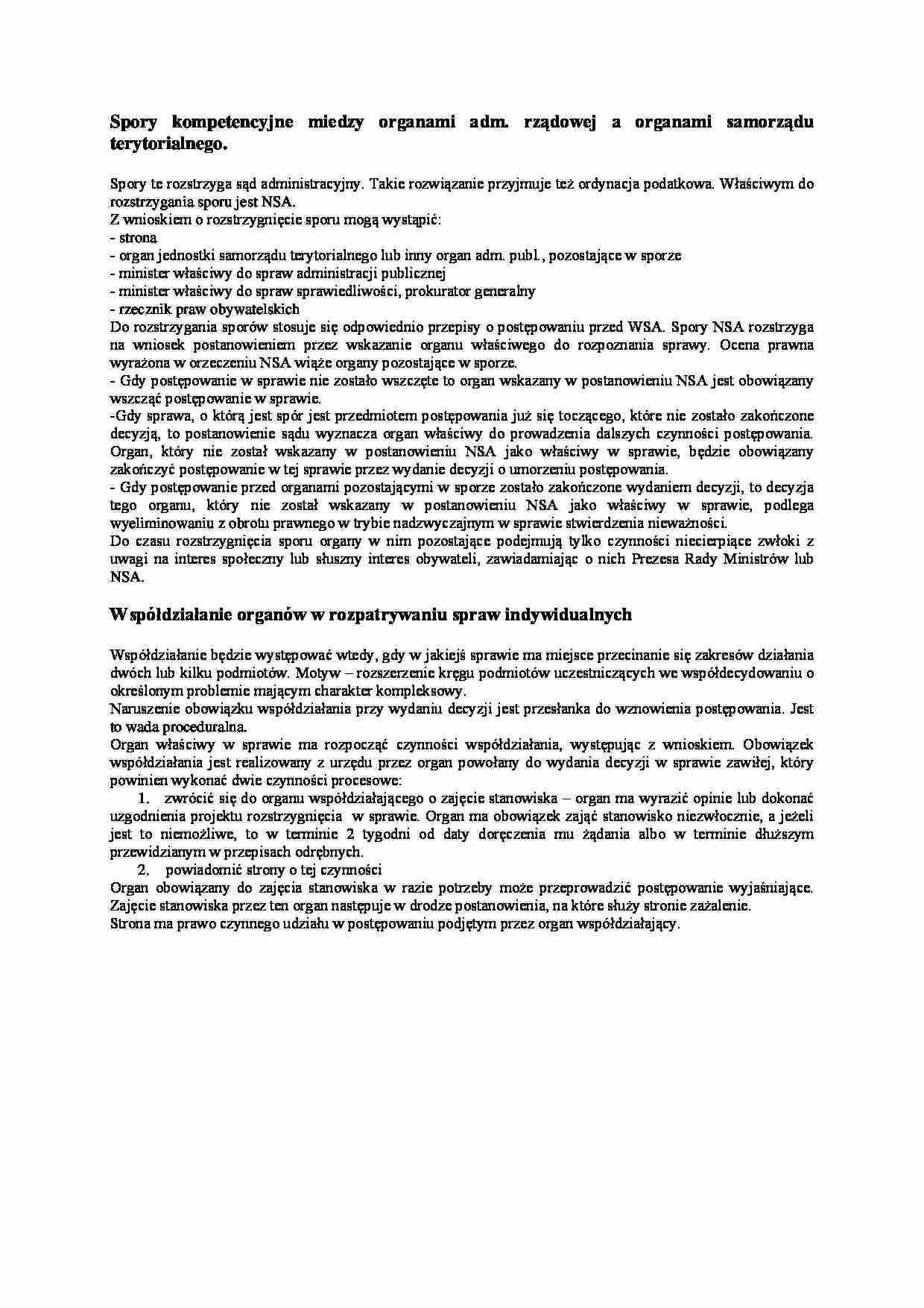 Spory a współdziałanie organów administracji  - strona 1