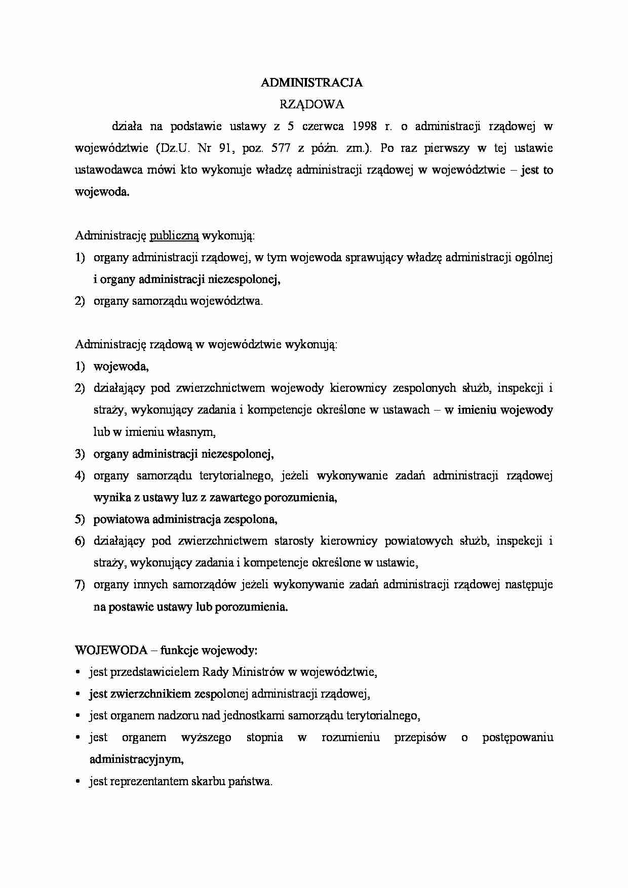 Administracja rządowa - Wojewoda - strona 1