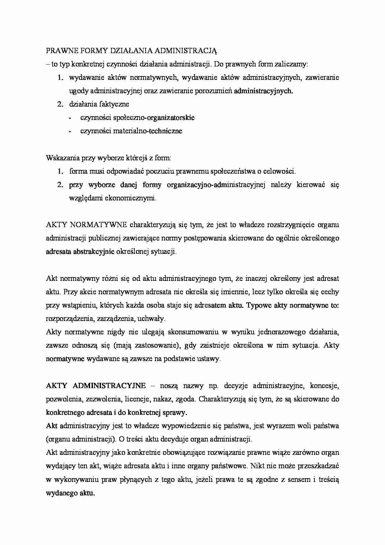 Prawne formy działania administracji - Akt normatywny - strona 1
