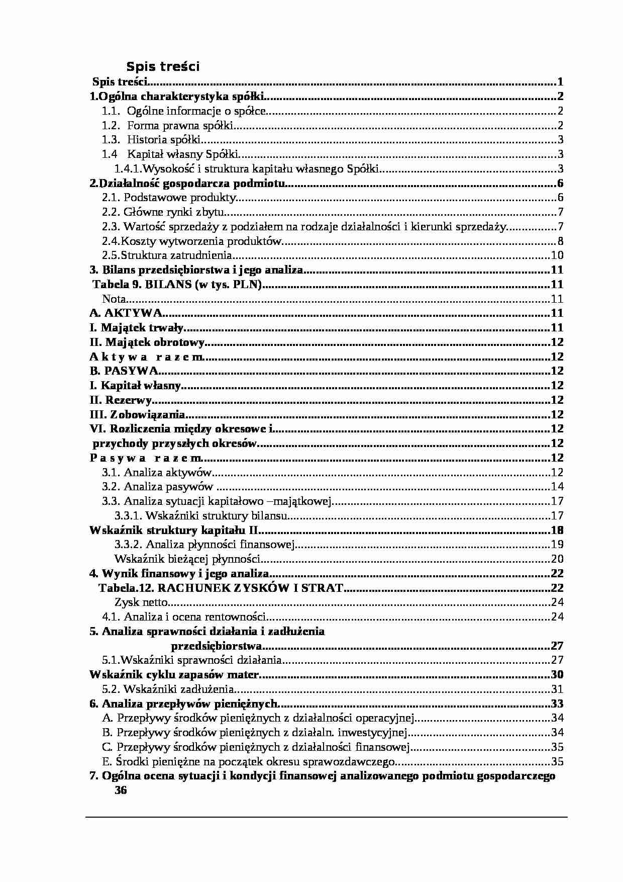 Analiza finansowa CSS - strona 1