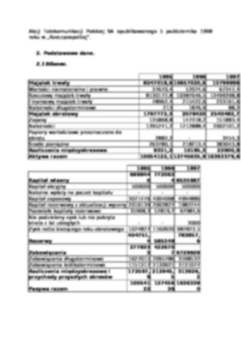 Analiza finansowa TP S.A - bilanse, rachunki zysków i strat - strona 3