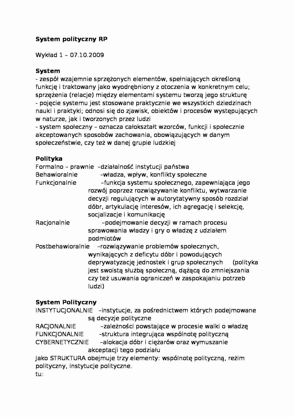 System polityczny Rzeczypospolitej Polskiej - strona 1