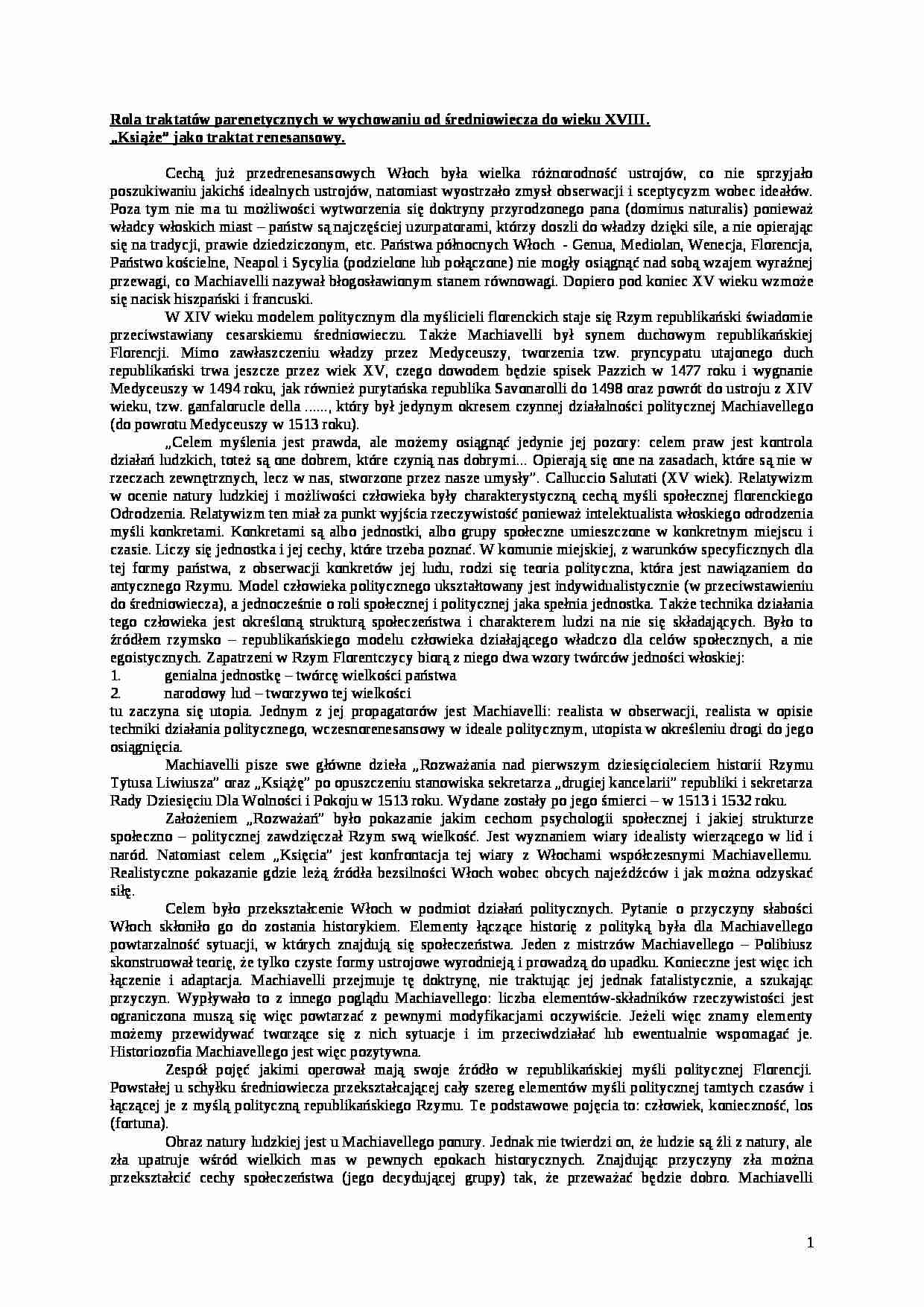 Rola traktatów parenetycznych w wychowaniu - strona 1