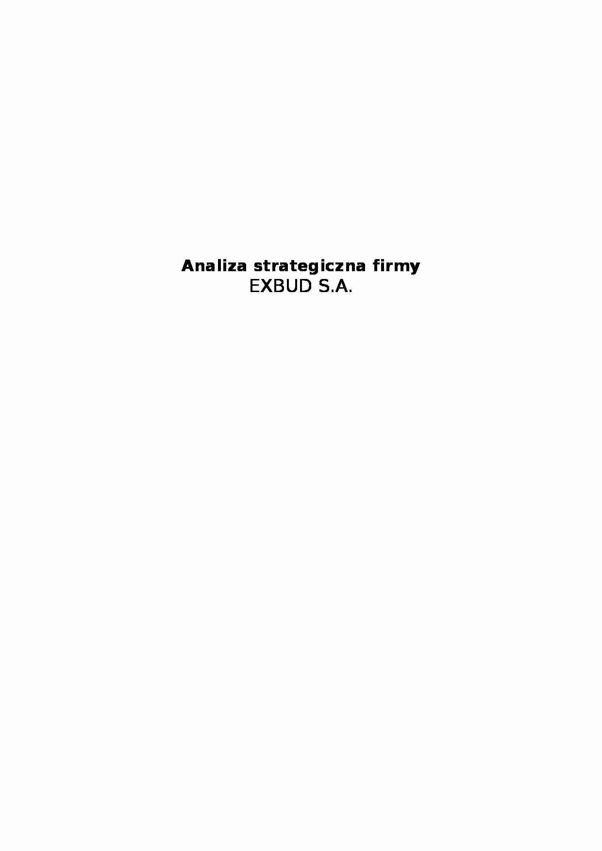 Analiza strategiczna  - Exbud S.A. - strona 1