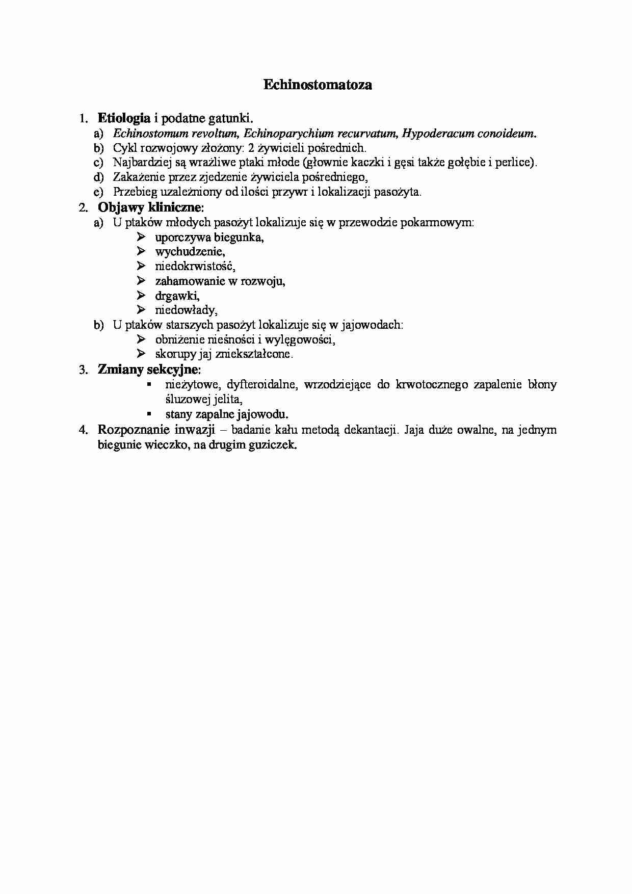 Choroby spowodowane inwazją przywar - Echinostomatoza - strona 1
