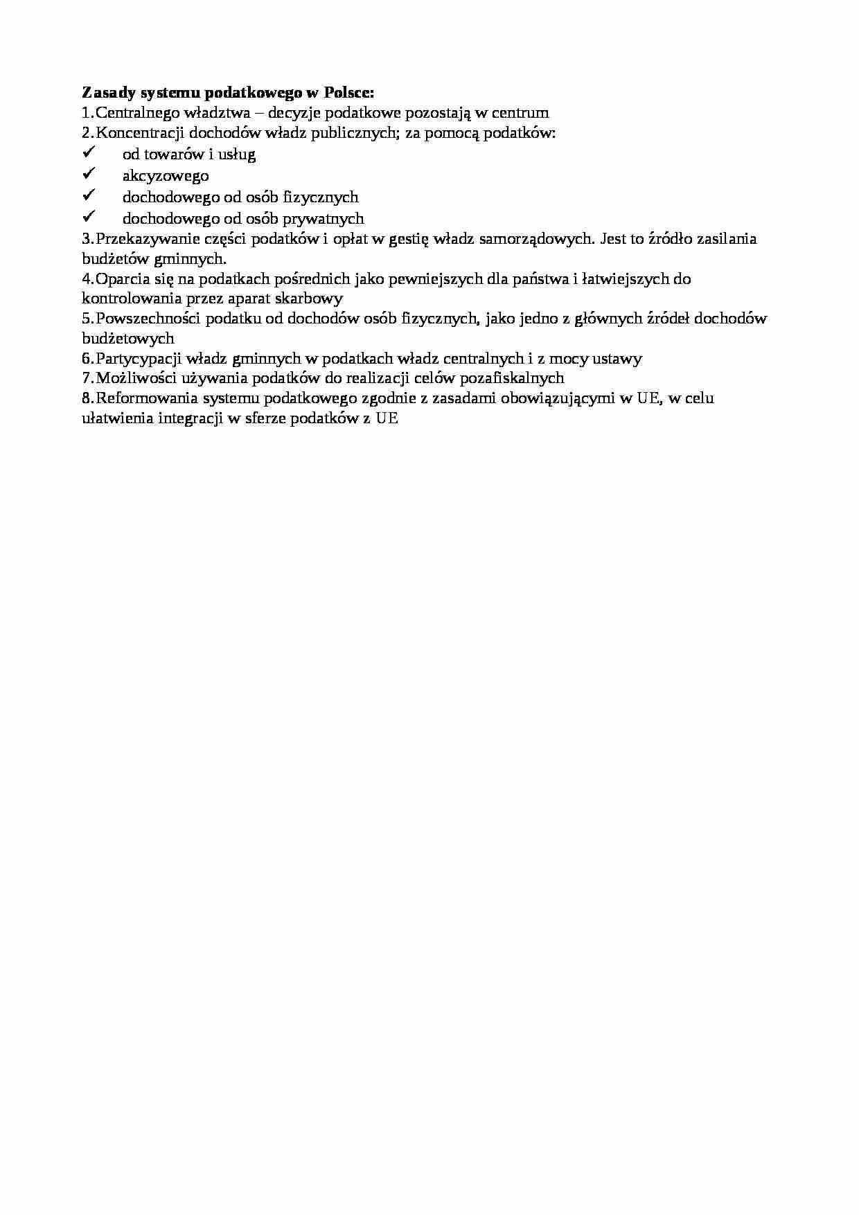 Zasady systemu podatkowego w Polsce - strona 1