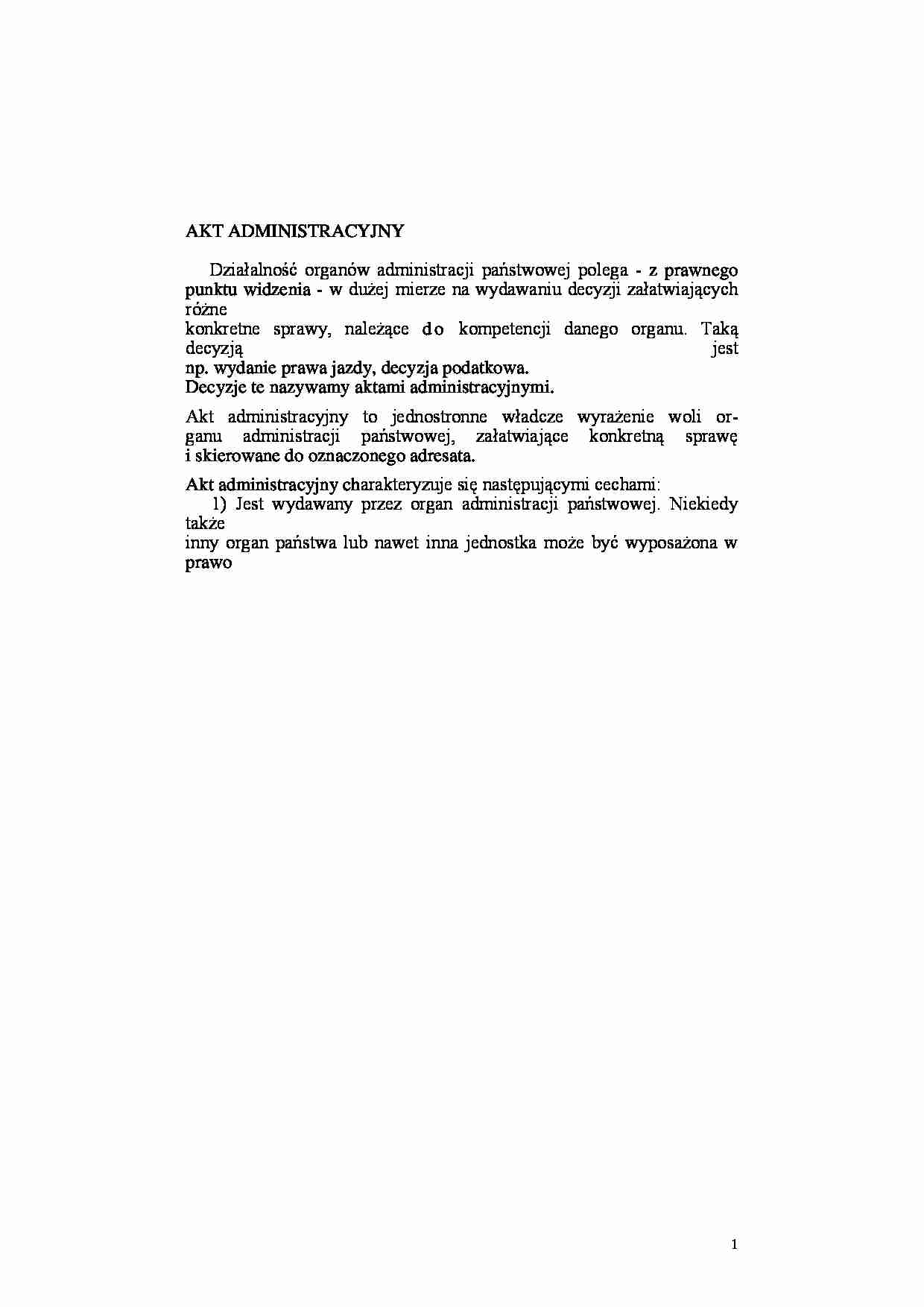 Akt administracyjny - definicja - strona 1