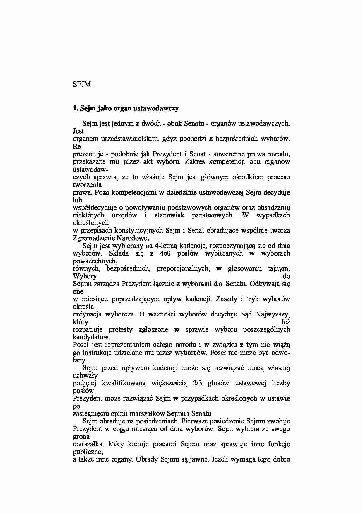 Sejm jako organ ustawodawczy - strona 1