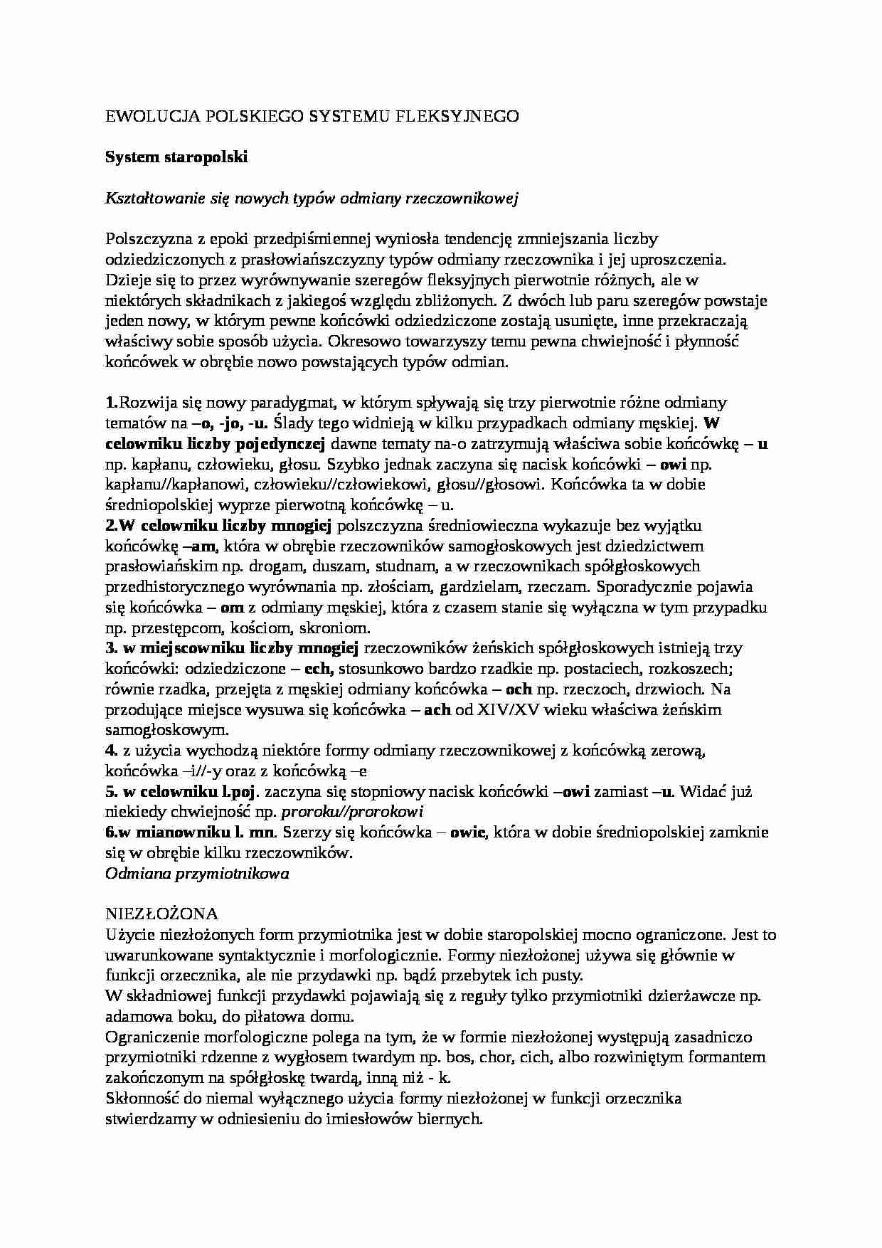 Ewolucja polskiego systemu fleksyjnego - strona 1