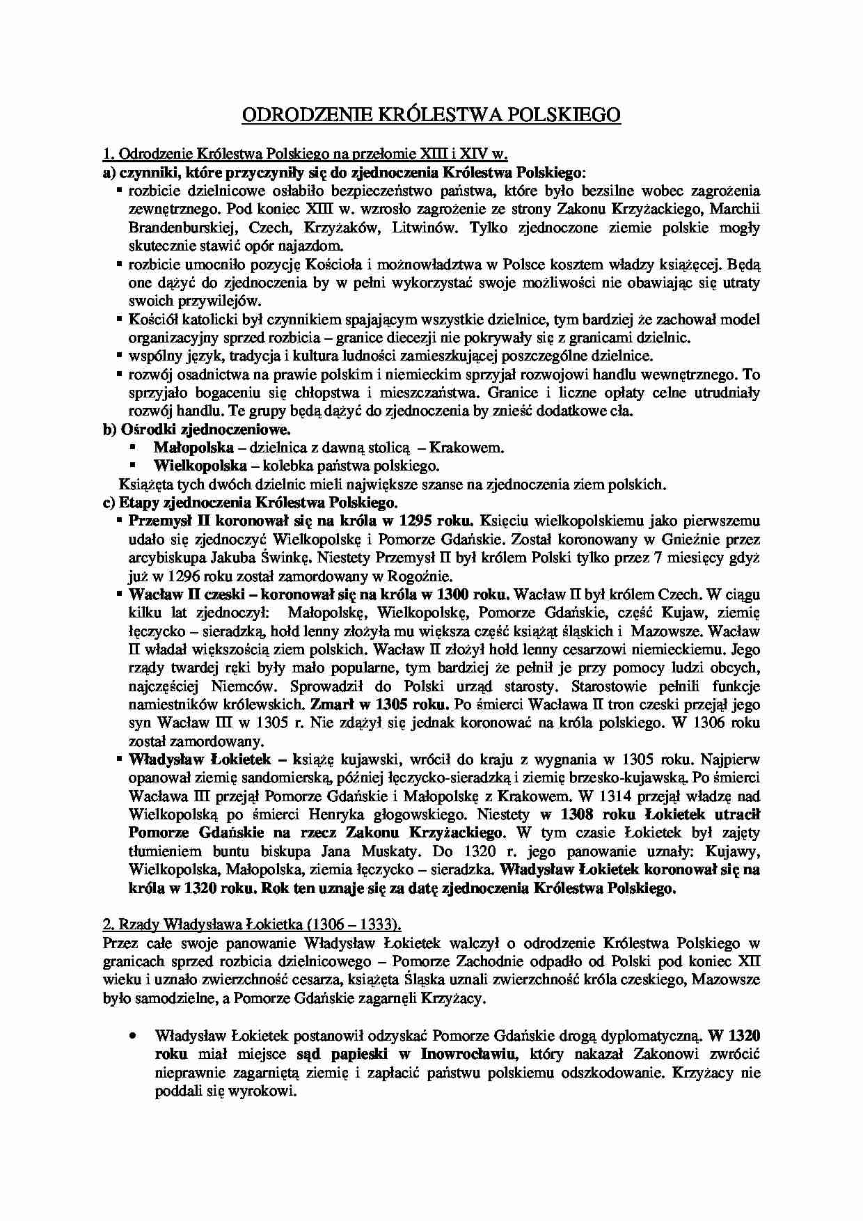 Odrodzenie Królestwa Polskiego - strona 1