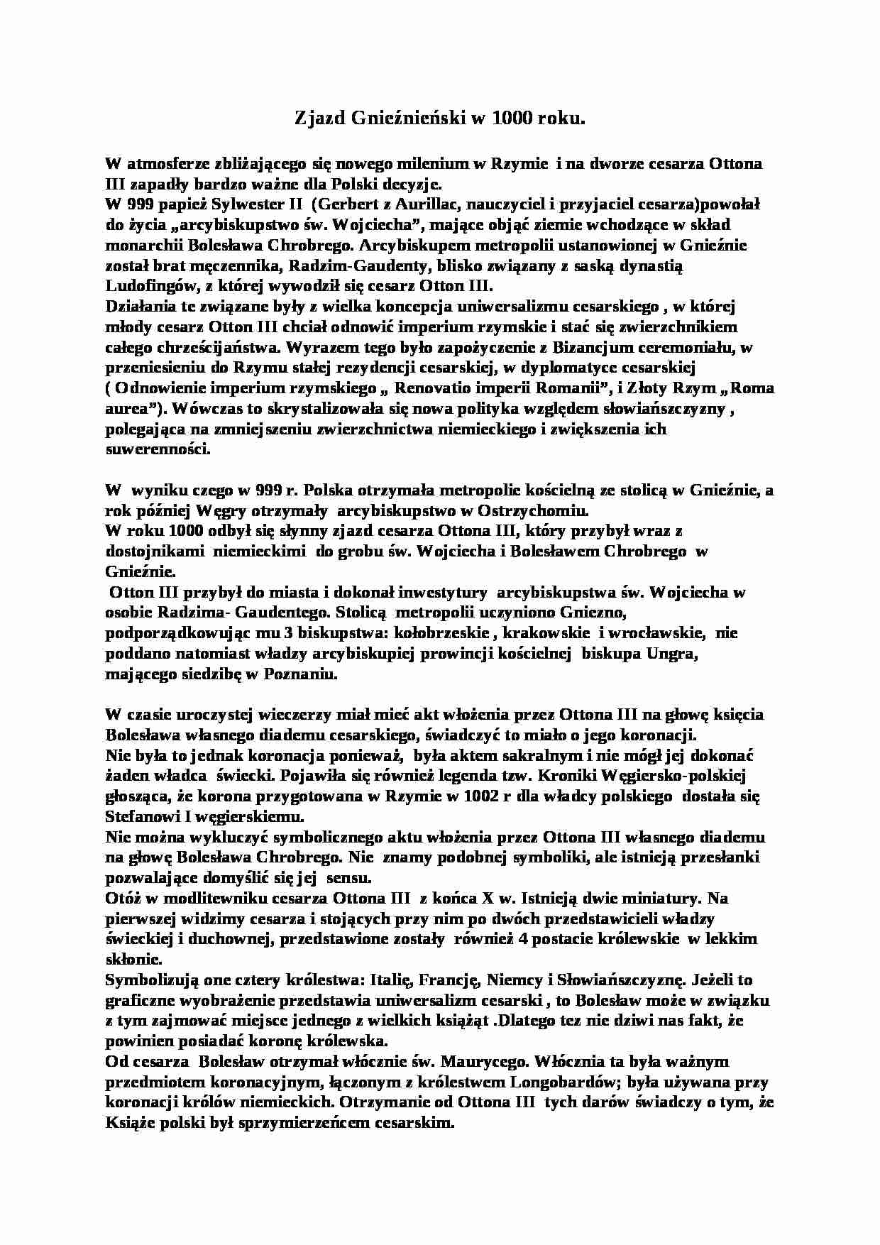 Zjazd Gnieźnieński w 1000 roku - strona 1