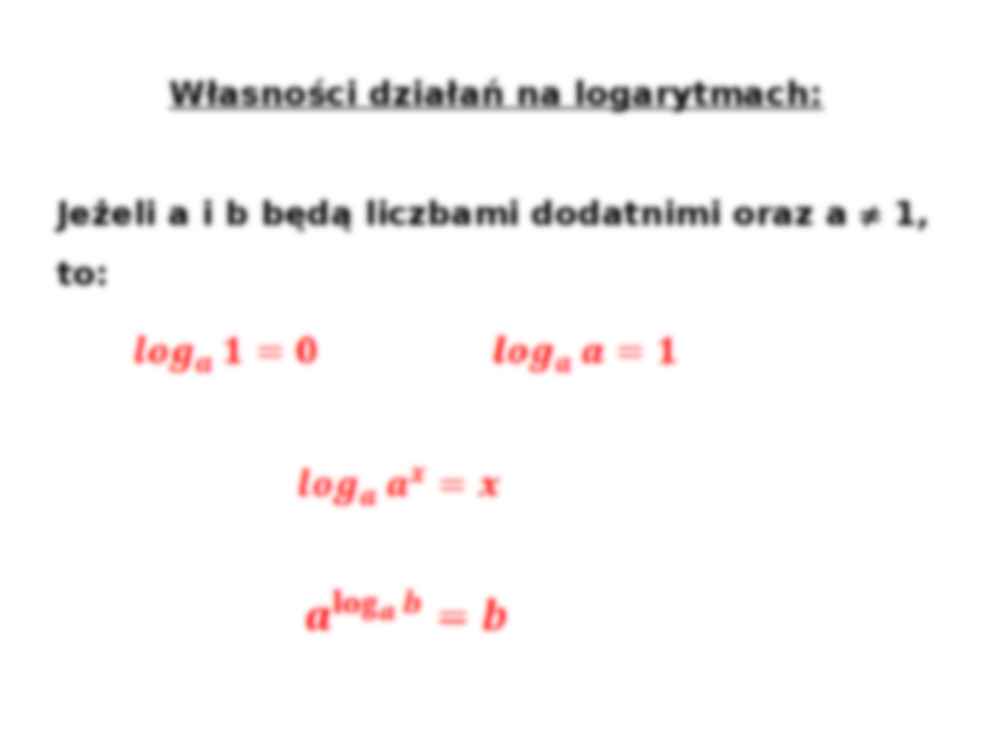 Logarytm - własności logarytmów  - strona 3