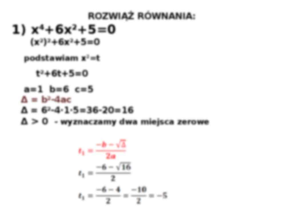 Równania sprowadzalna do równań kwadratowych - strona 2