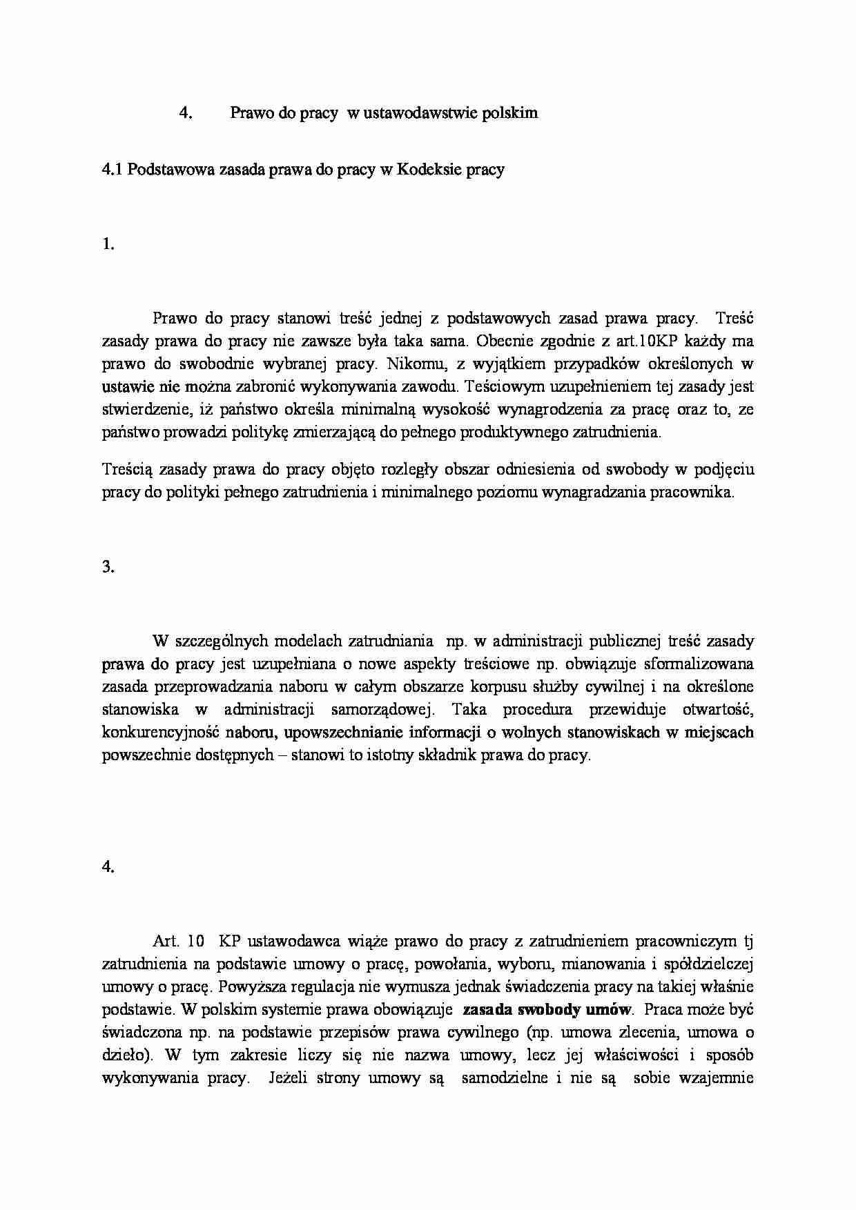 Prawo do pracy w ustawodawstwie polskim - strona 1