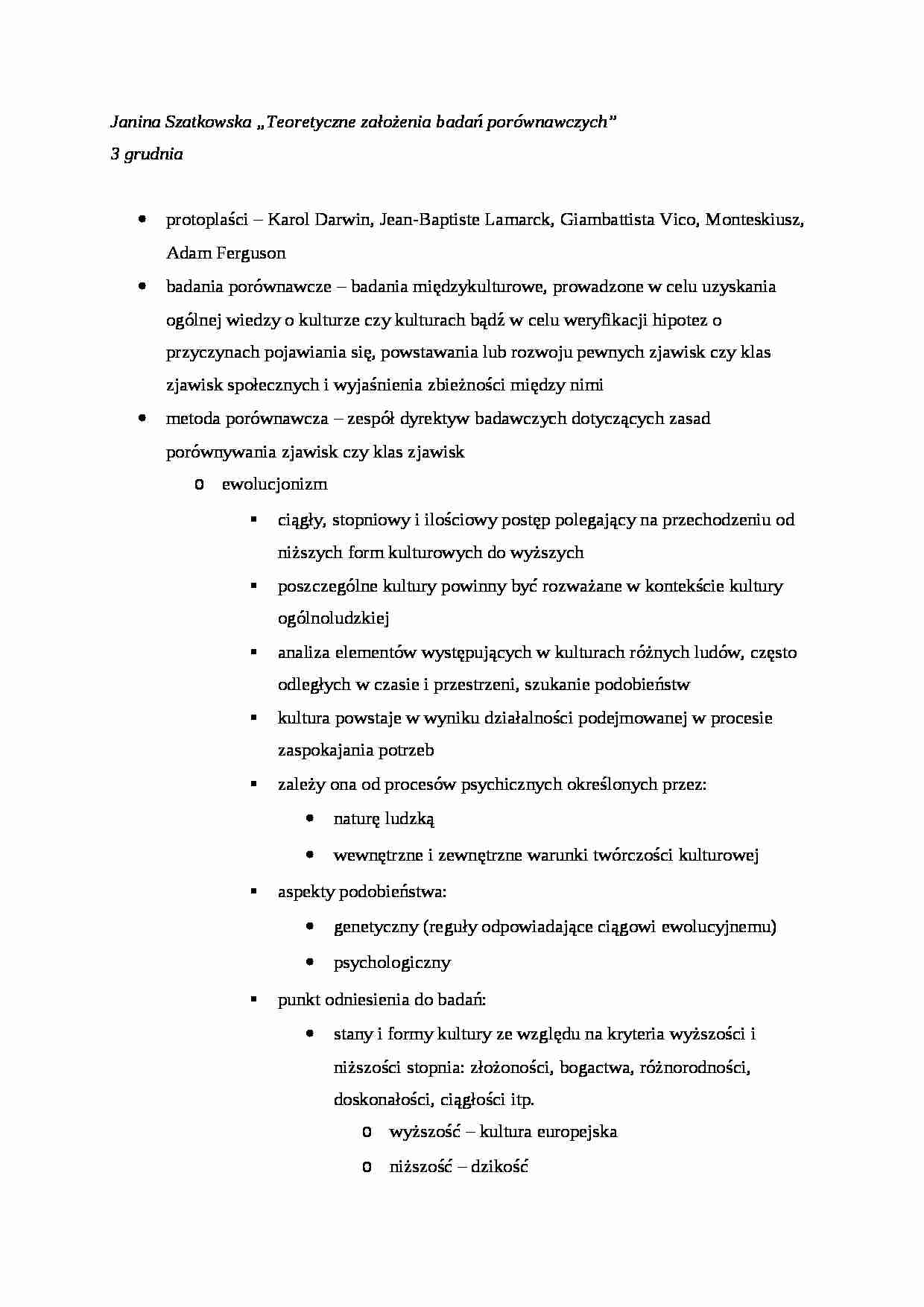 Janina Szatkowska „Teoretyczne założenia badań porównawczych” - strona 1