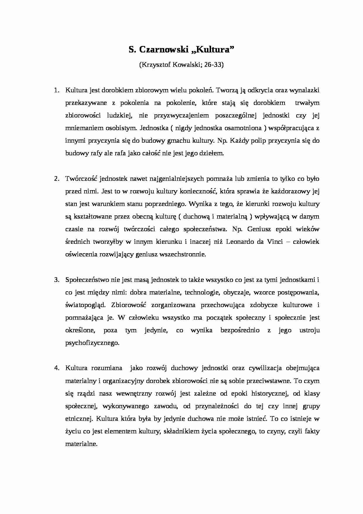 Kultura-opracowania, S. Czarnowski - strona 1