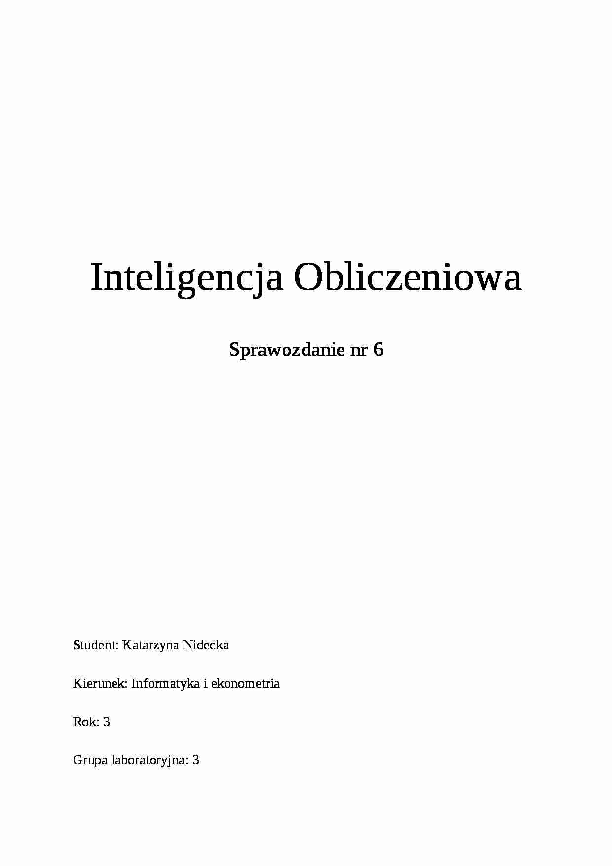 Inteligencja Obliczeniowa - strona 1