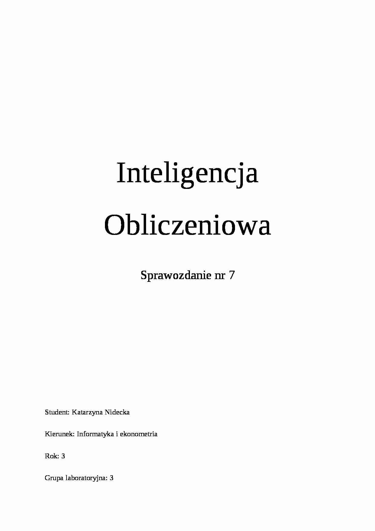 Inteligencja Obliczeniowa-Sprawozdanie nr 7 - strona 1