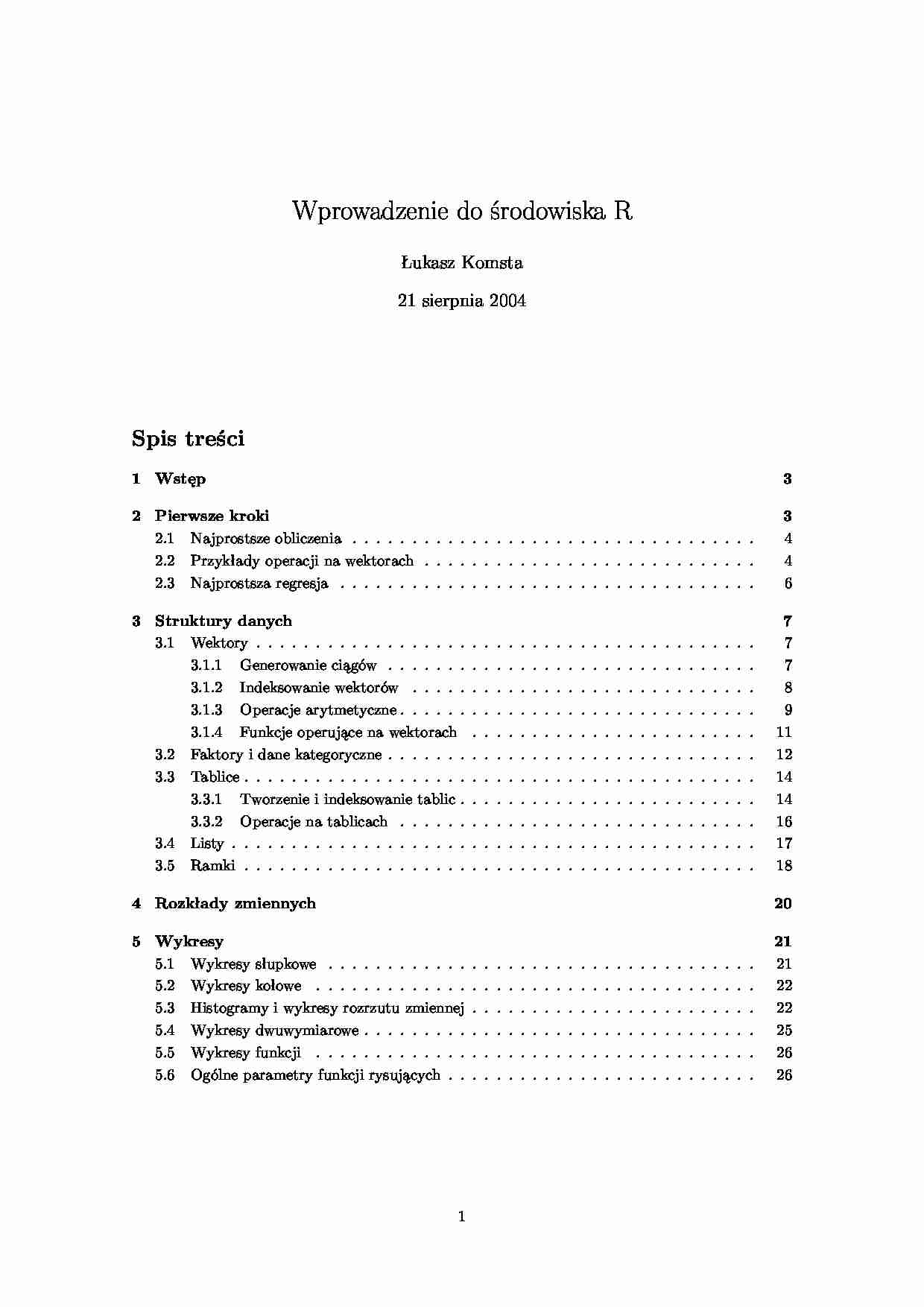 Komsta - Wprowadzenie do środowiska R - strona 1